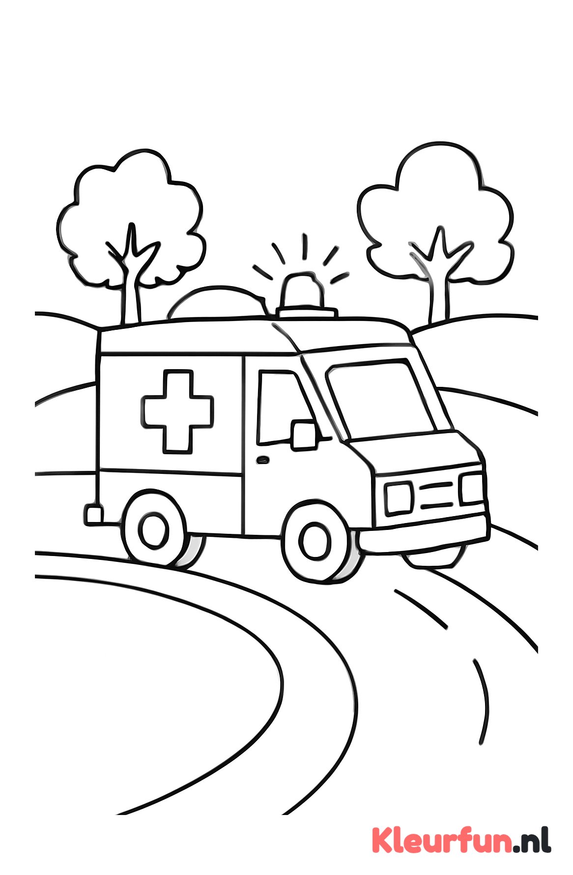 Ambulance op bochtige weg
