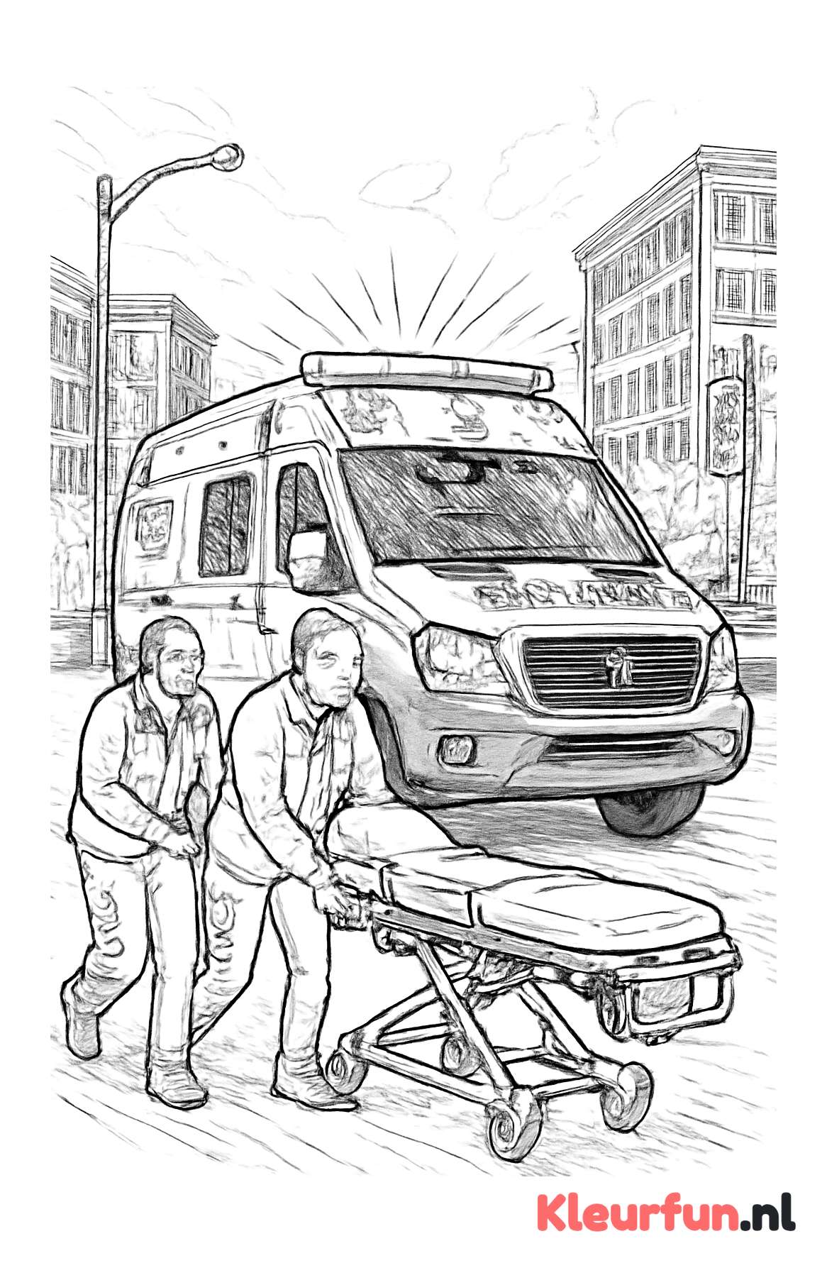 Ambulance in actie in de stad