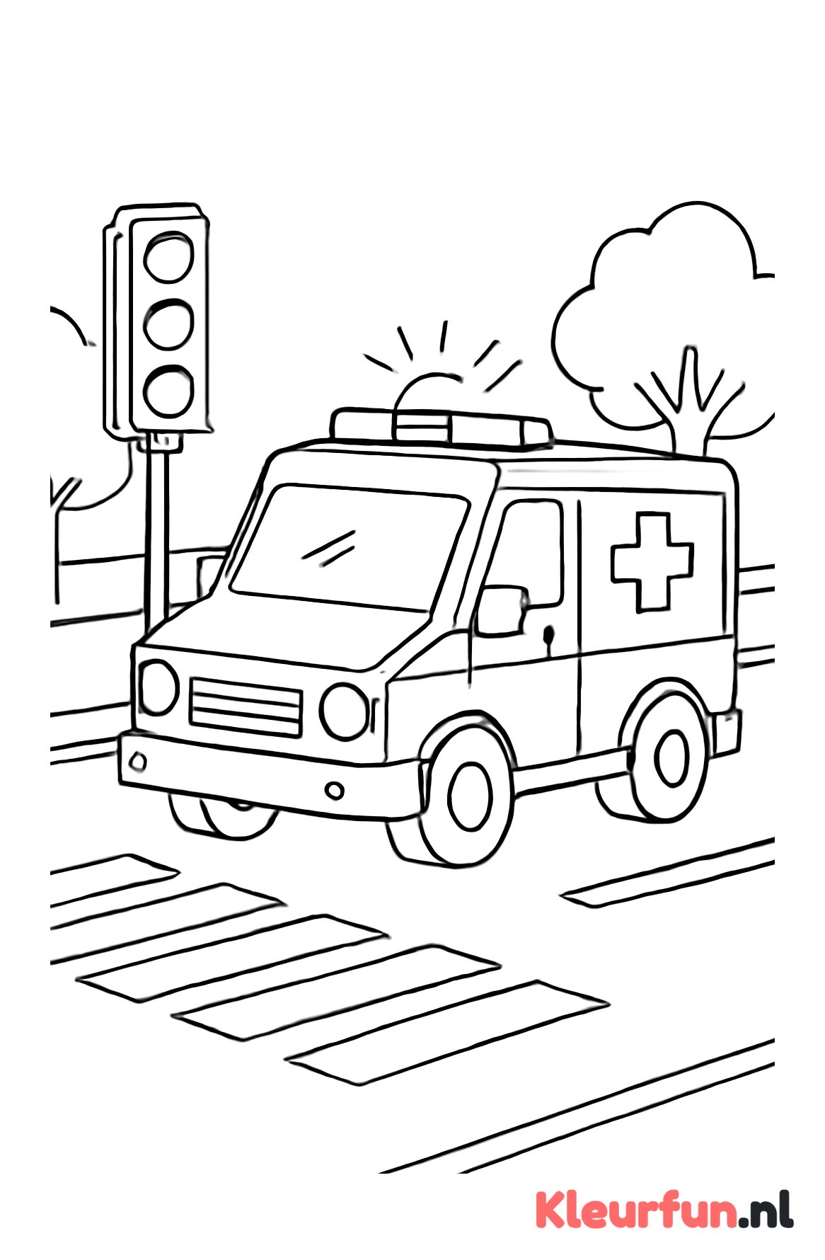 Ambulance op de weg met verkeerslichten