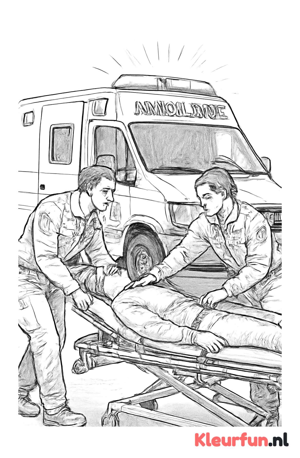 Ambulance met paramedici en brancard