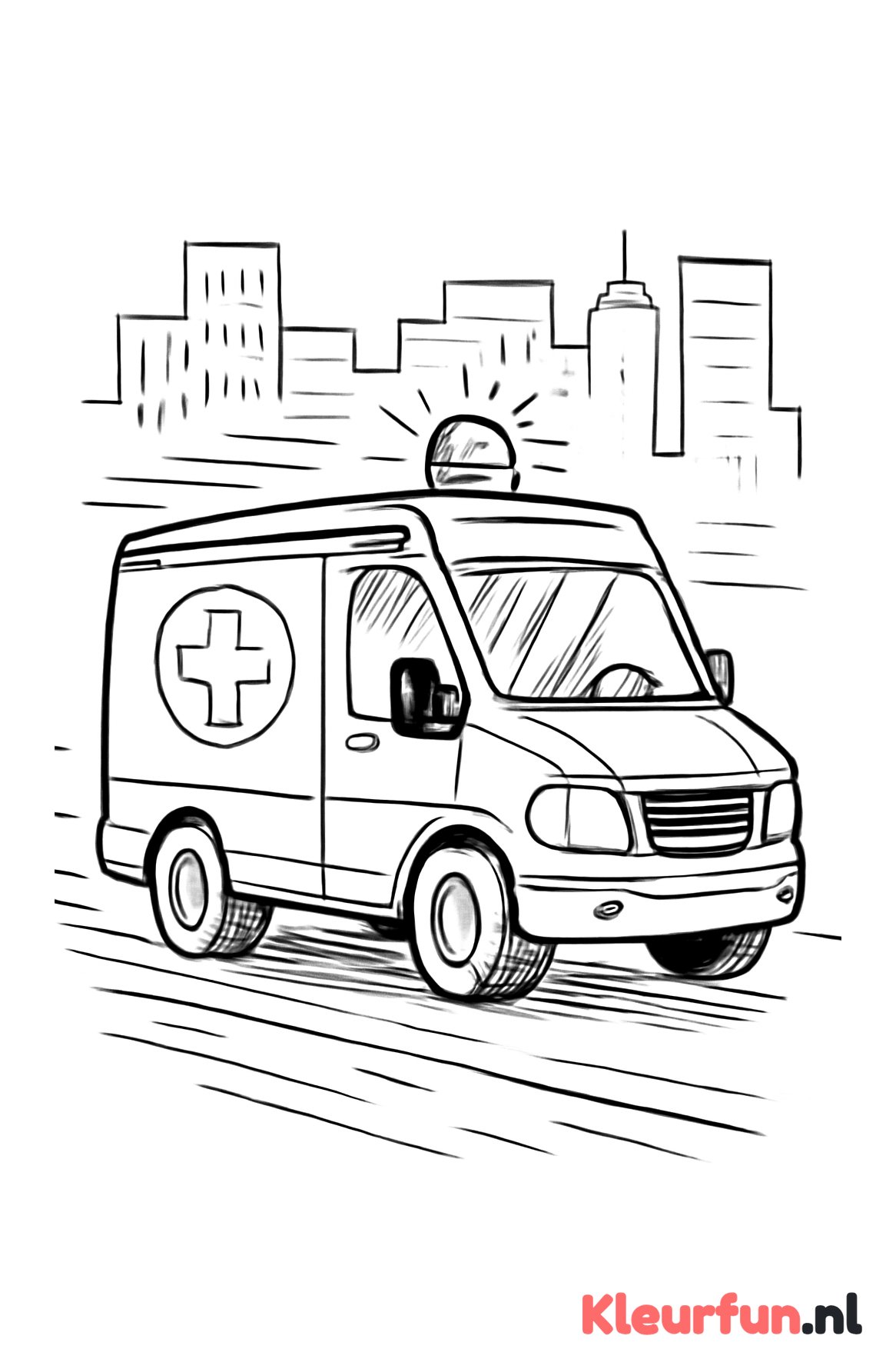 Ambulance rijdt door de stad