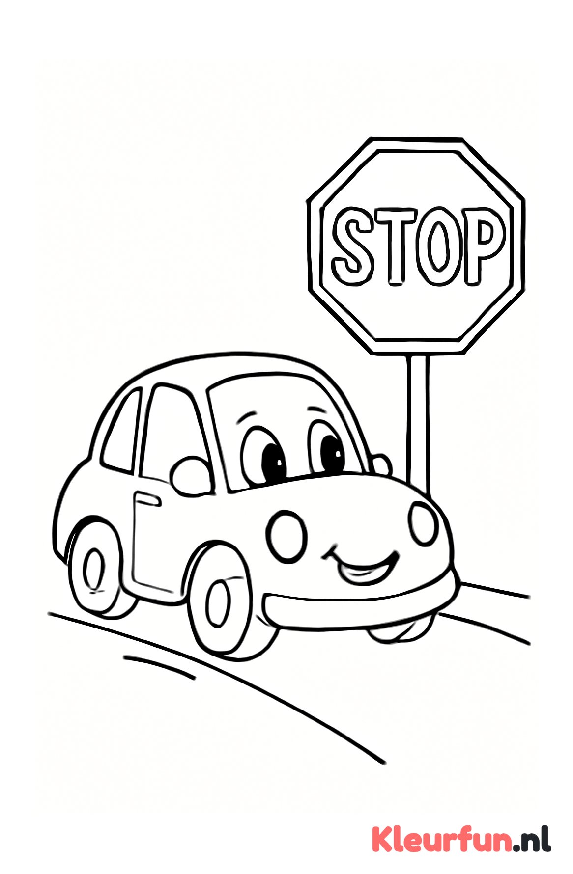 Auto stopt bij een stopbord