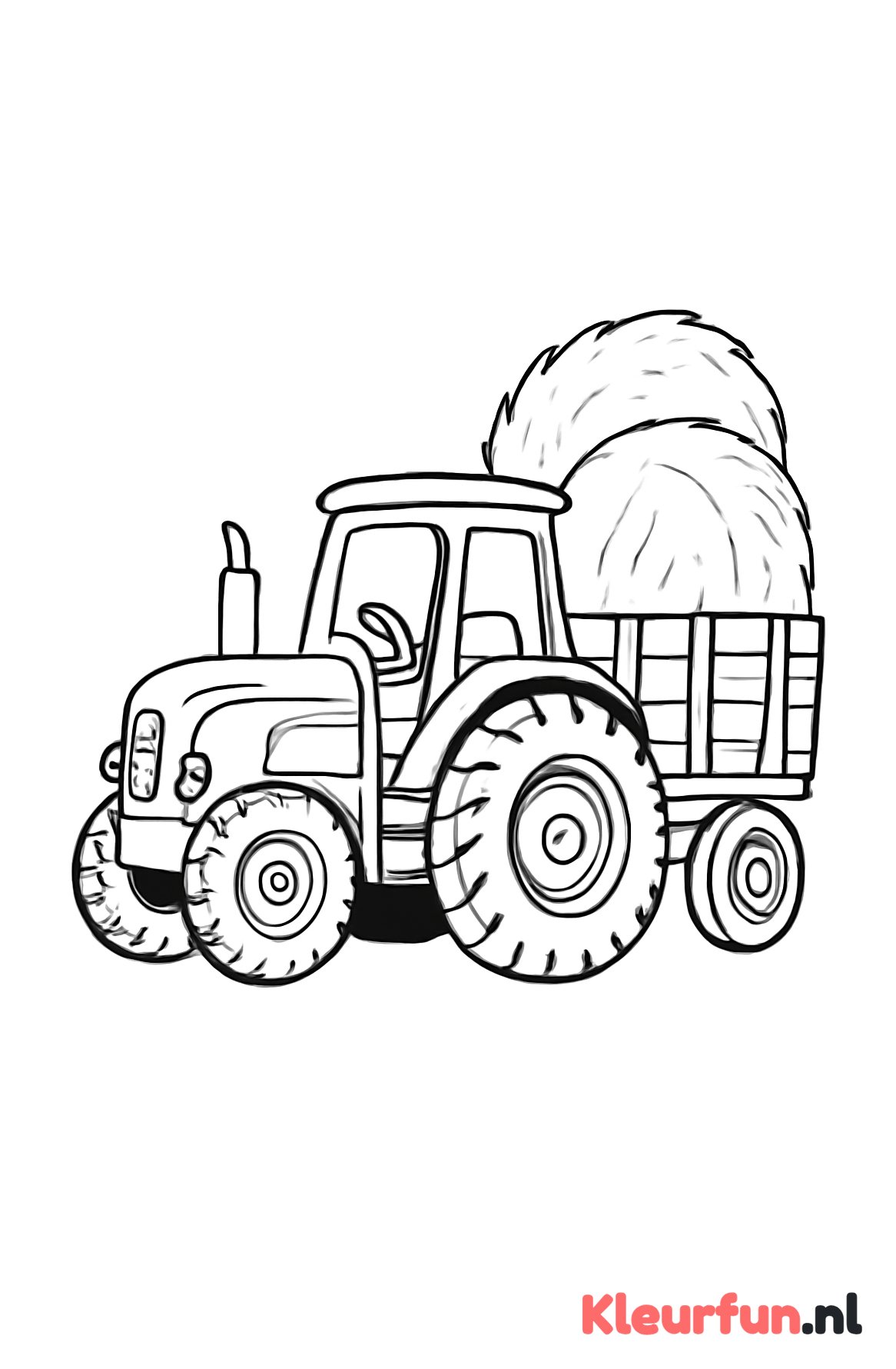 Boerderijtractor met hooi aanhanger