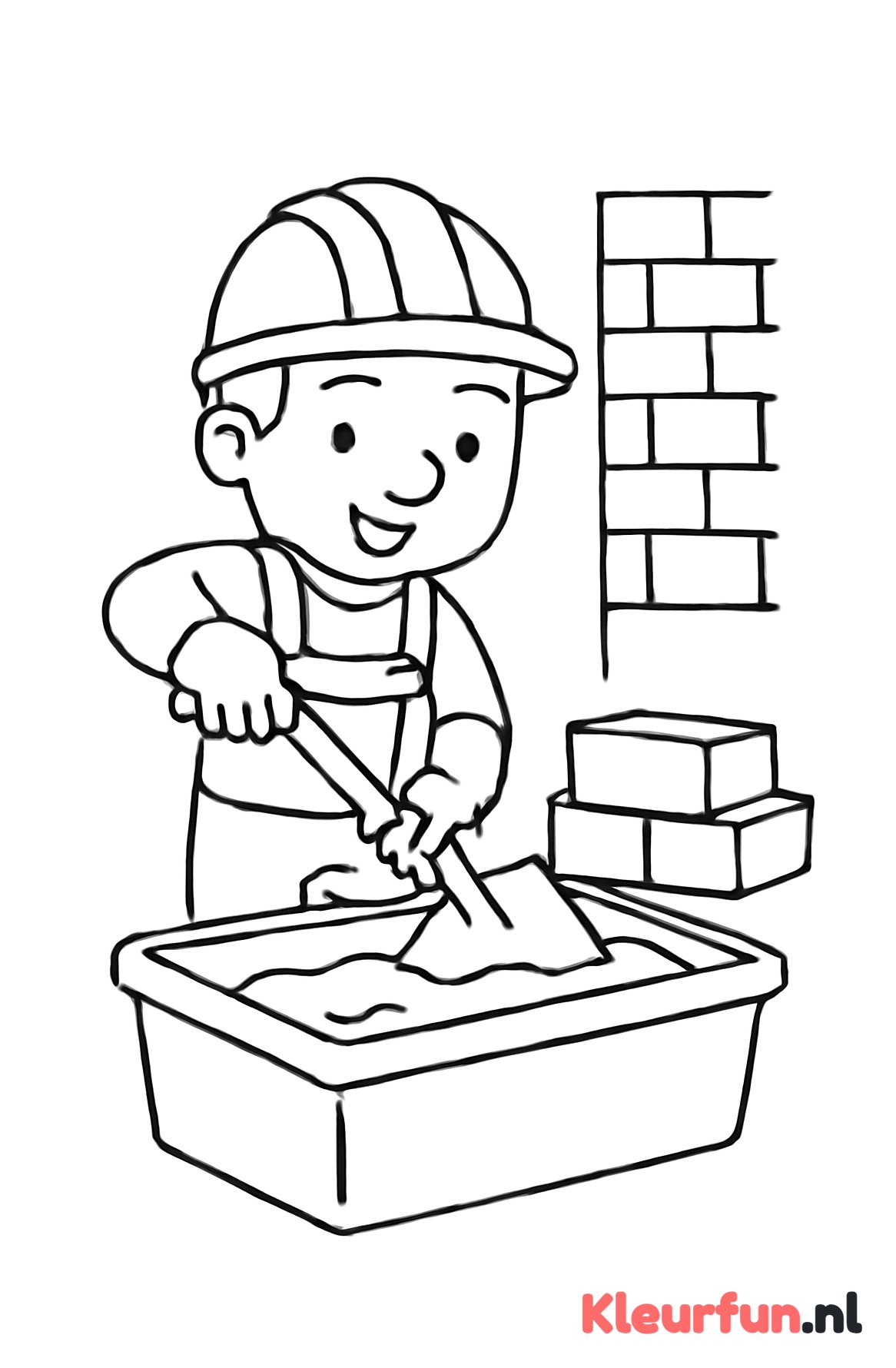 Bouwvakker die cement mengt