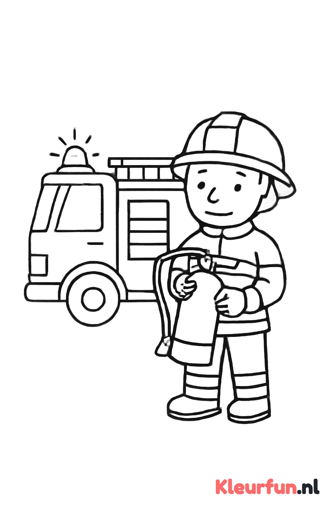 Brandweerauto met brandweerman