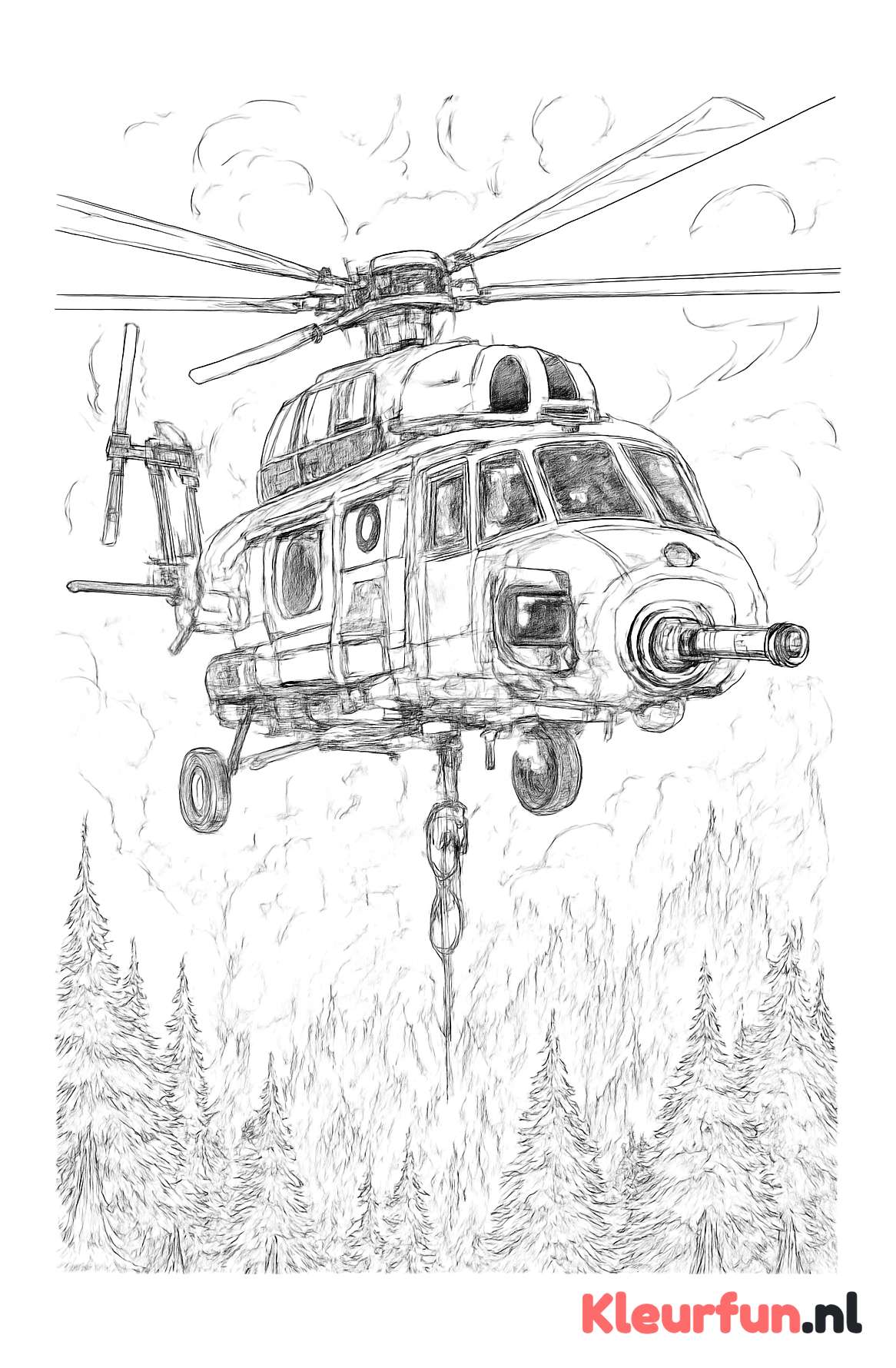 Brandweerhelikopter in actie