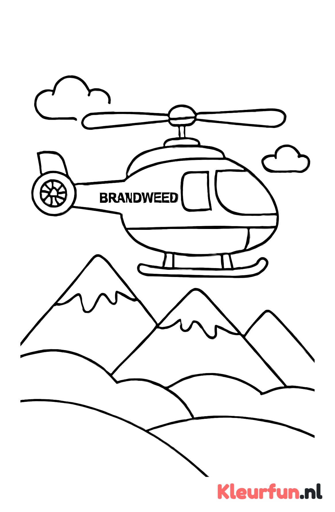 Brandweerhelikopter boven berg