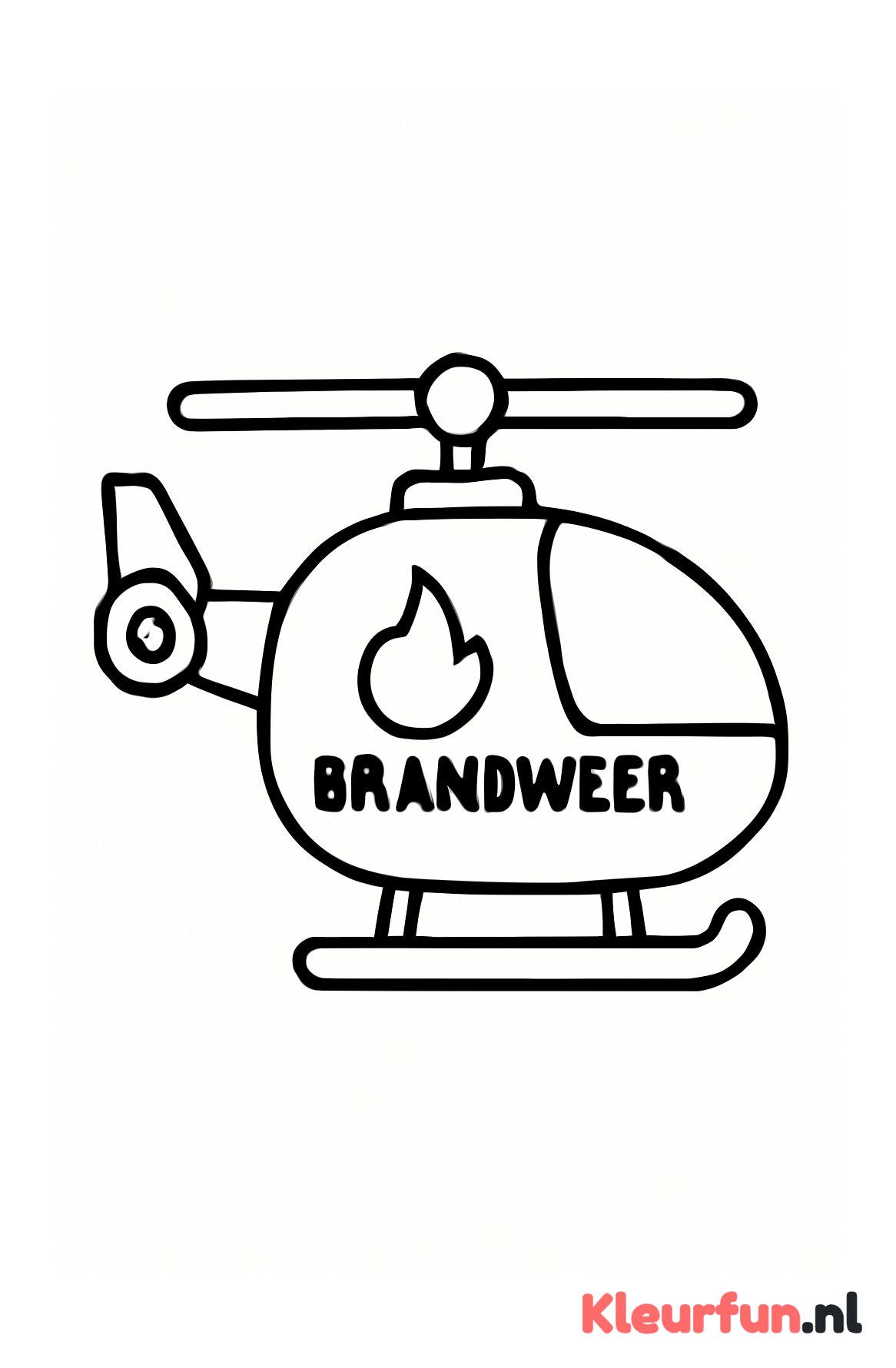 Eenvoudige brandweerhelikopter kleurplaat voor peuters