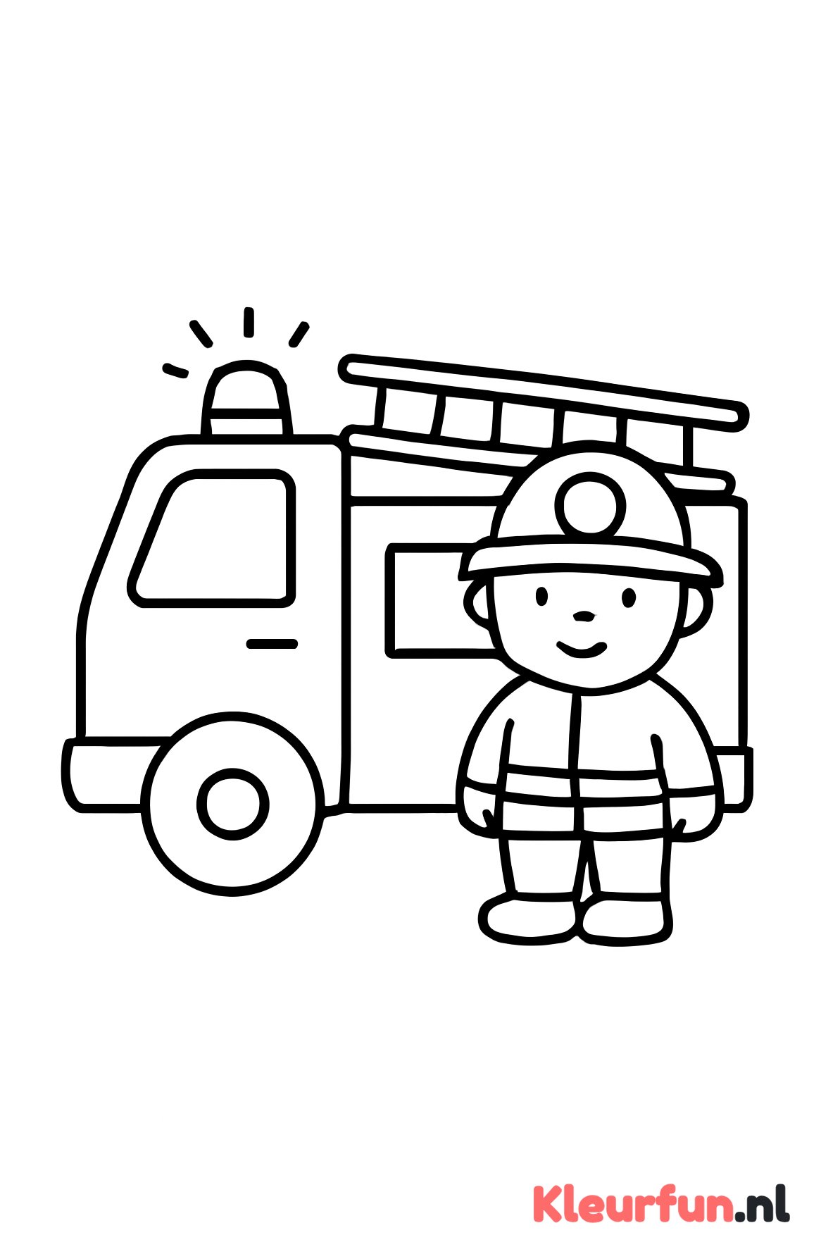 Brandweerwagen met brandweerman