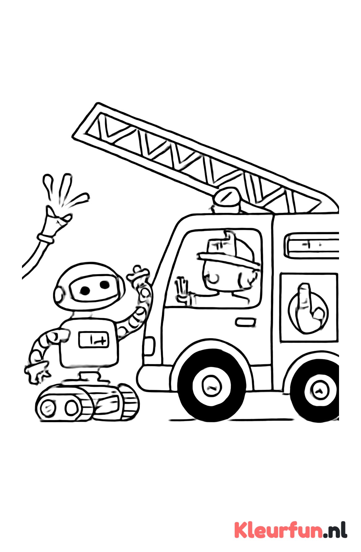 Brandweerwagen met reddingsrobot