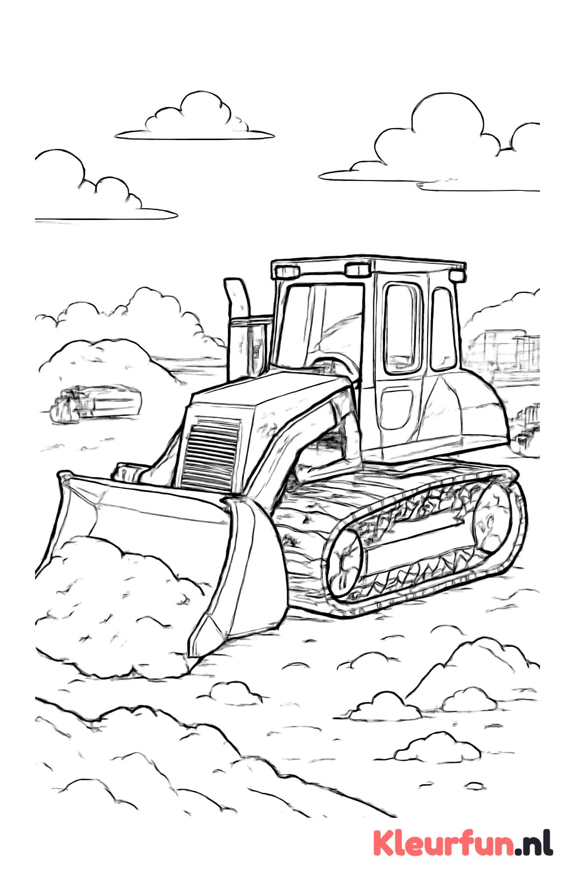 Bulldozer in actie op de bouwplaats
