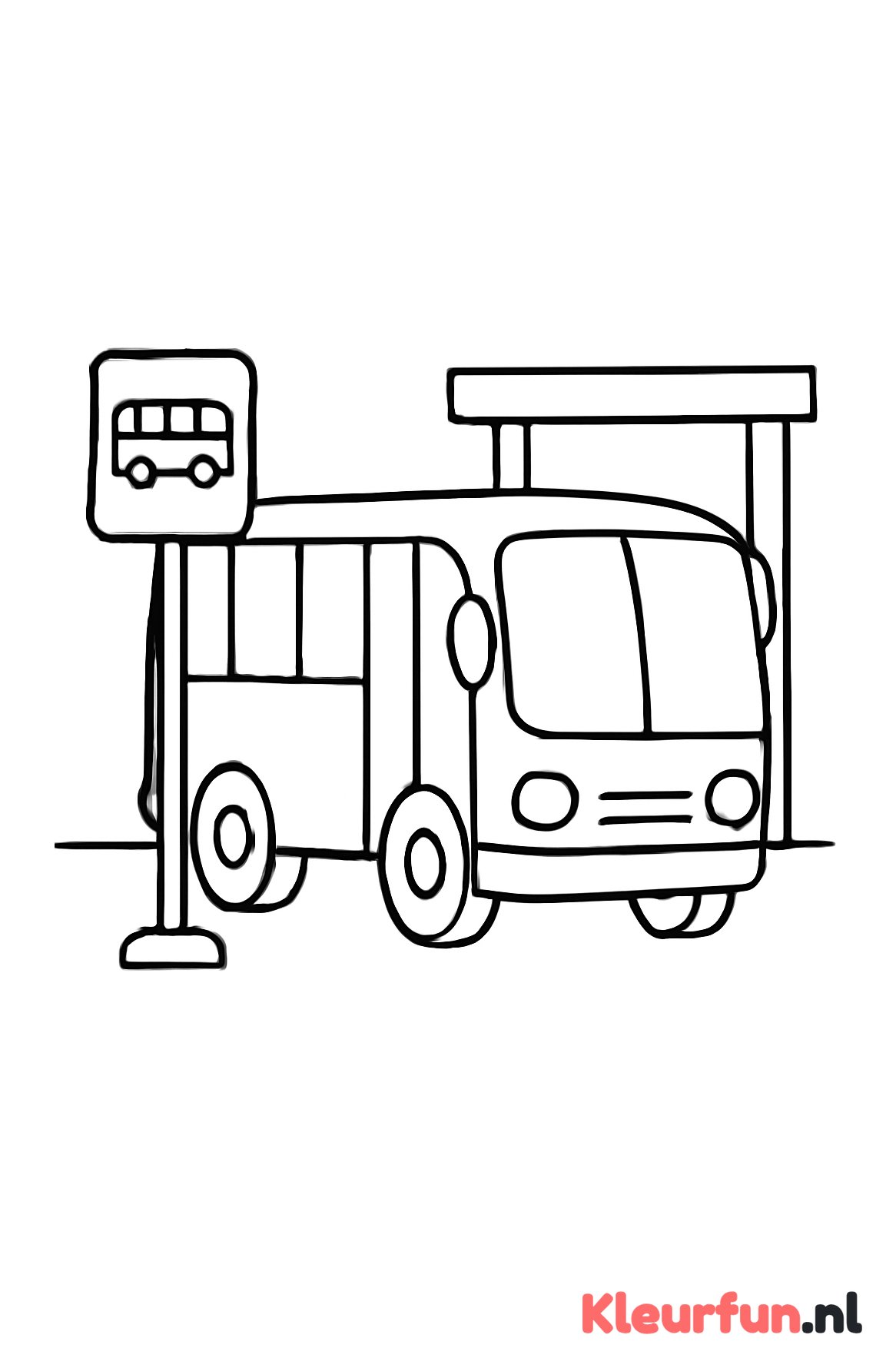 Busstation met een bus