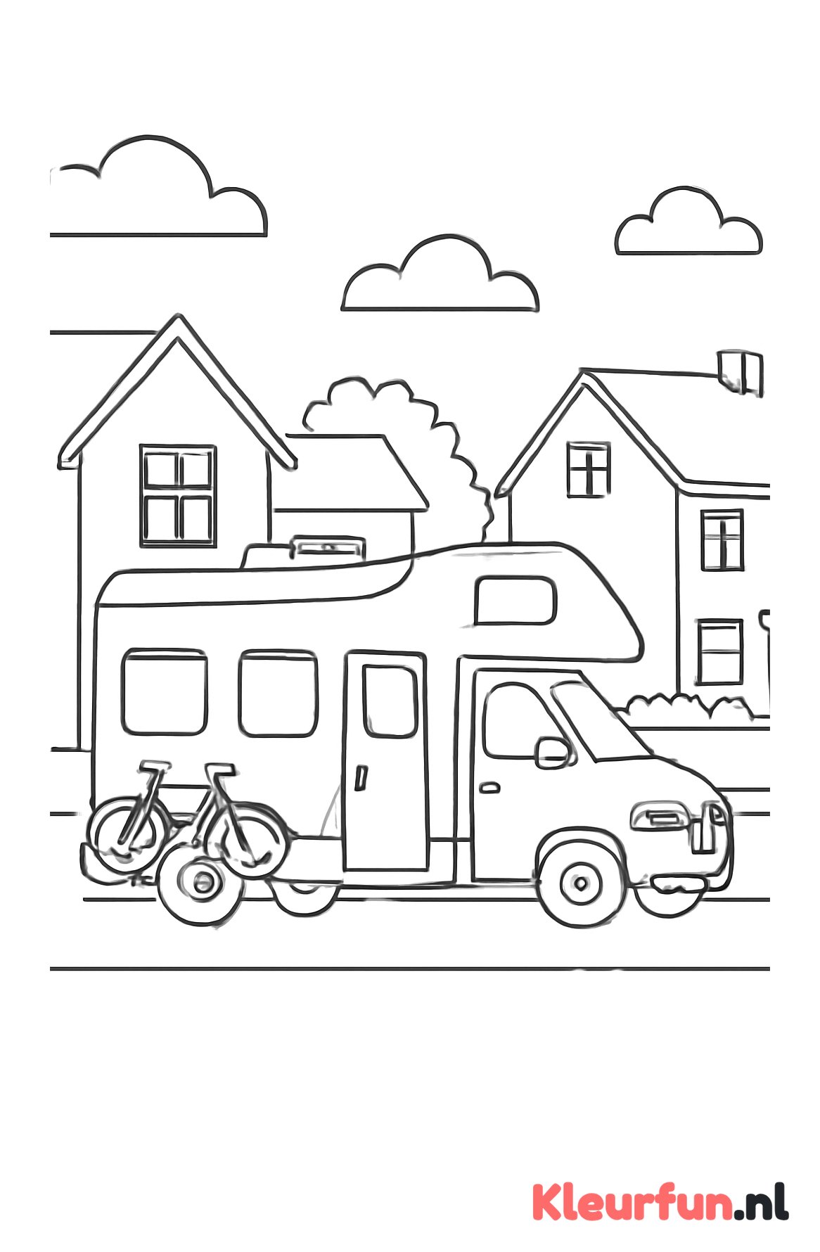 Camper rijdt door straat