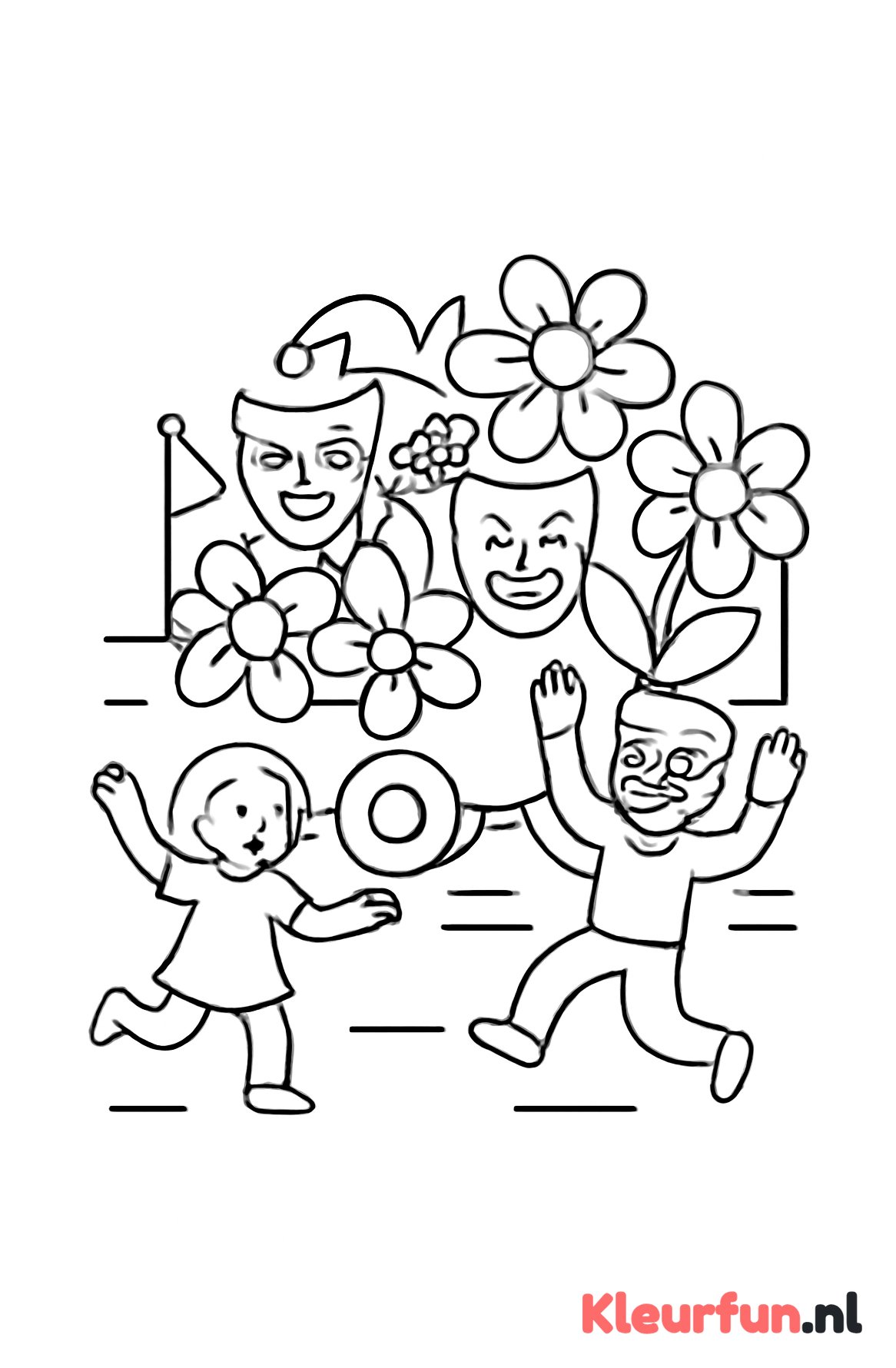 Carnavalswagen met mensen