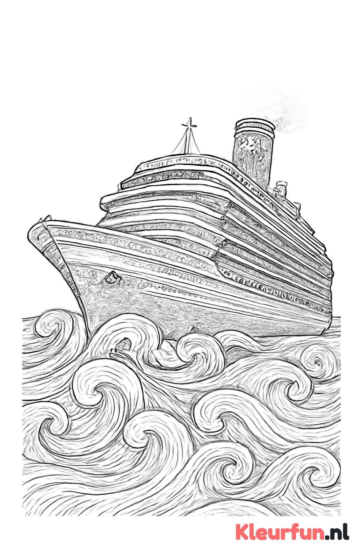 Cruiseschip in golven met patroon