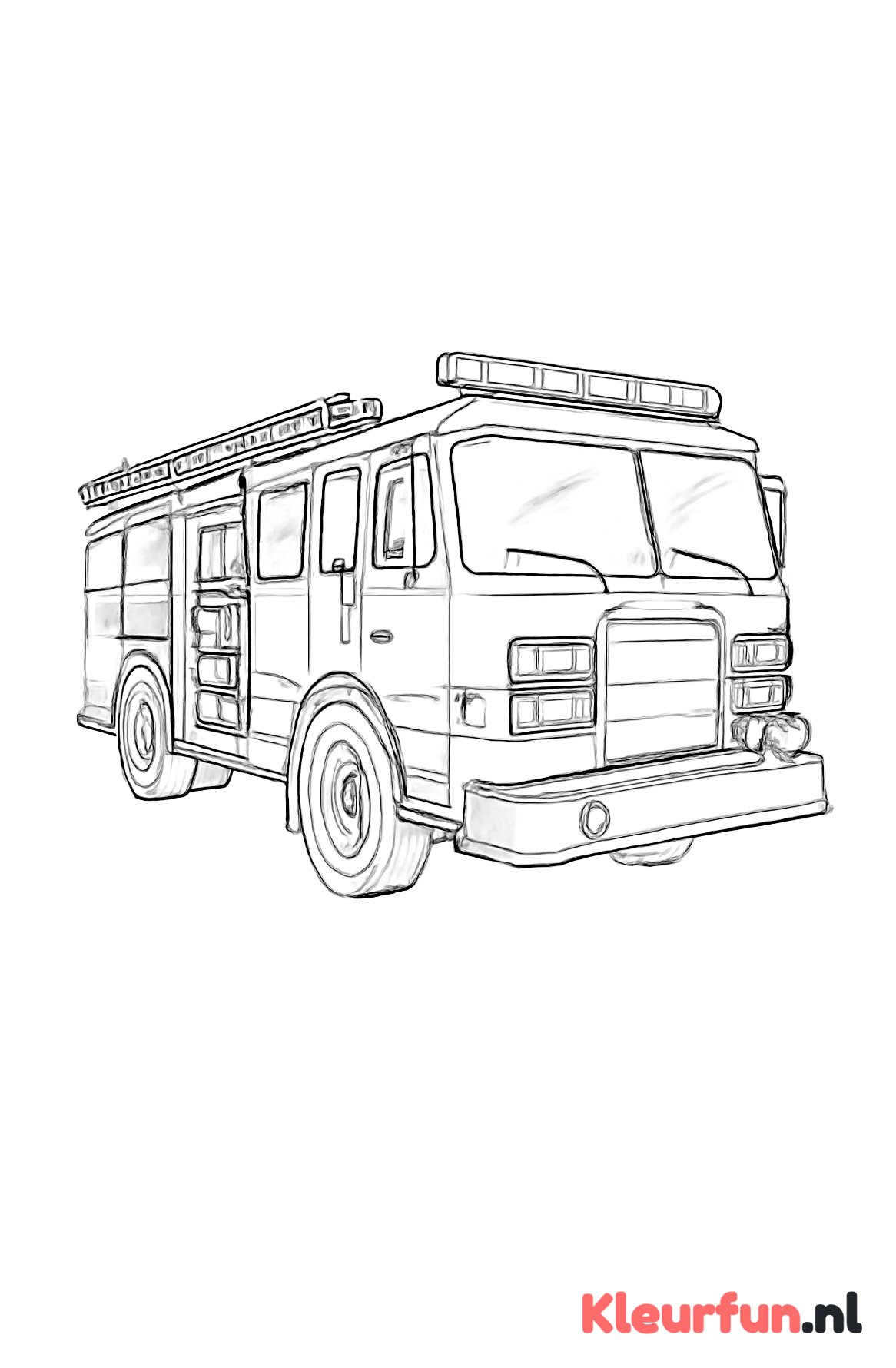 Gedetailleerde brandweerwagen met uitrusting