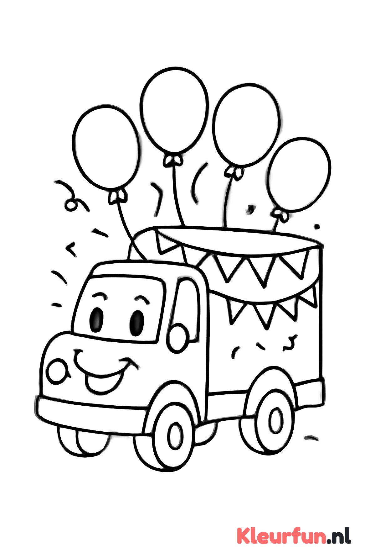 Feestelijke vrachtwagen met ballonnen
