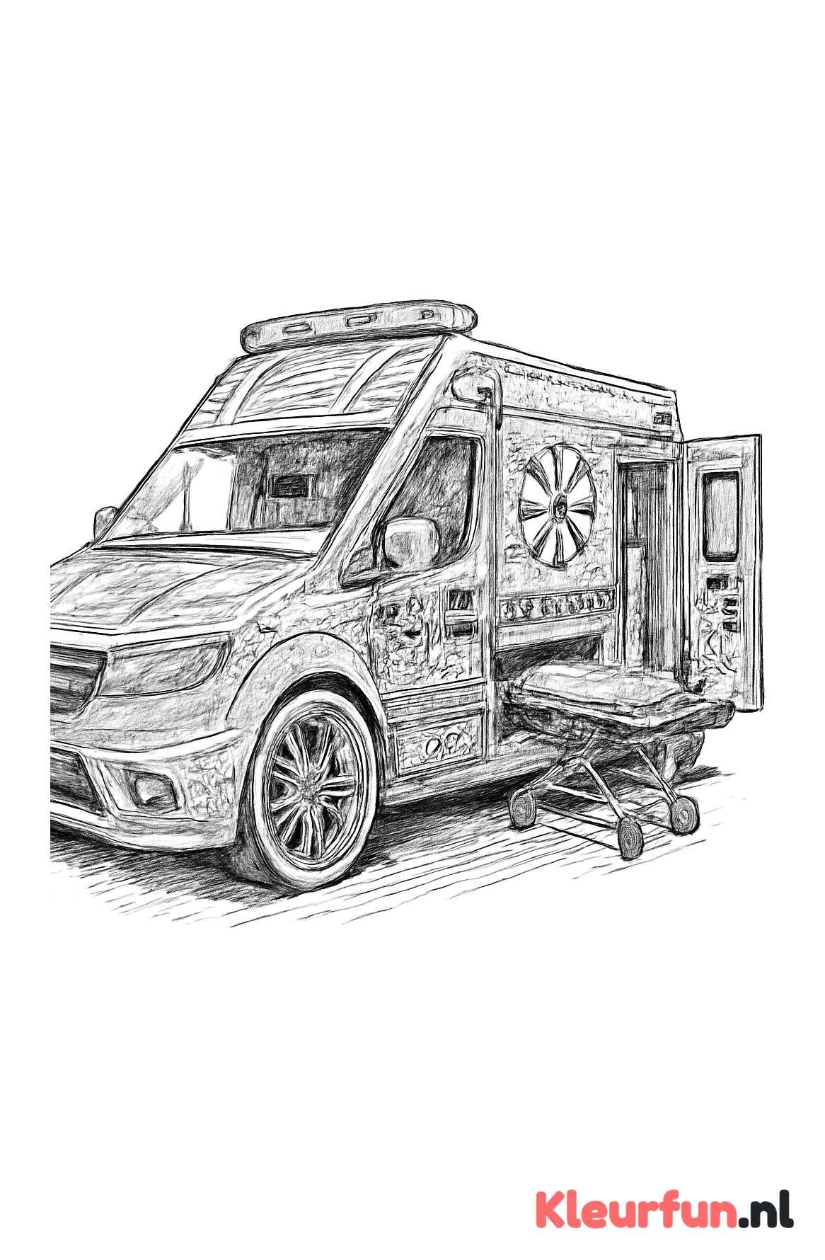 Gedetailleerde ambulance met open deuren