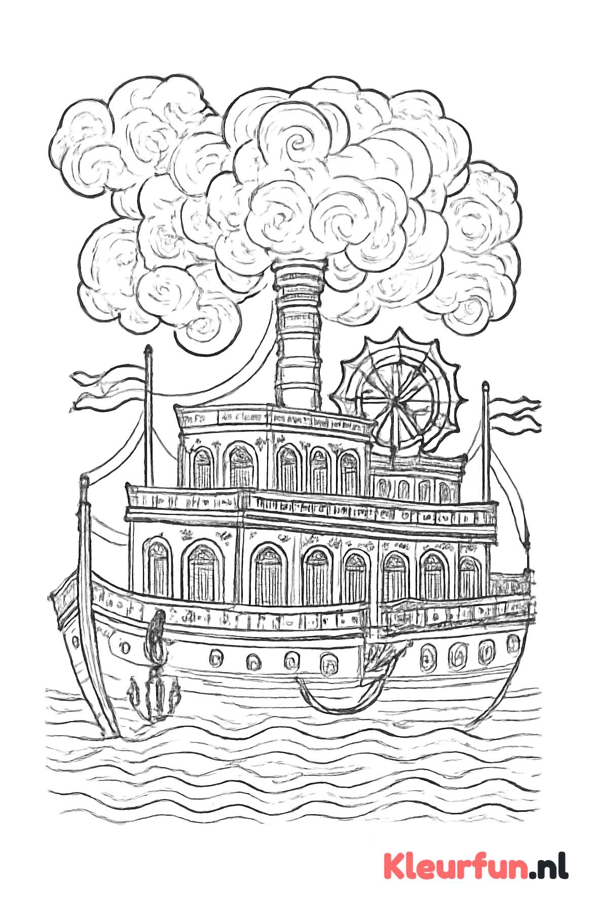 Gedetailleerde stoomboot op water