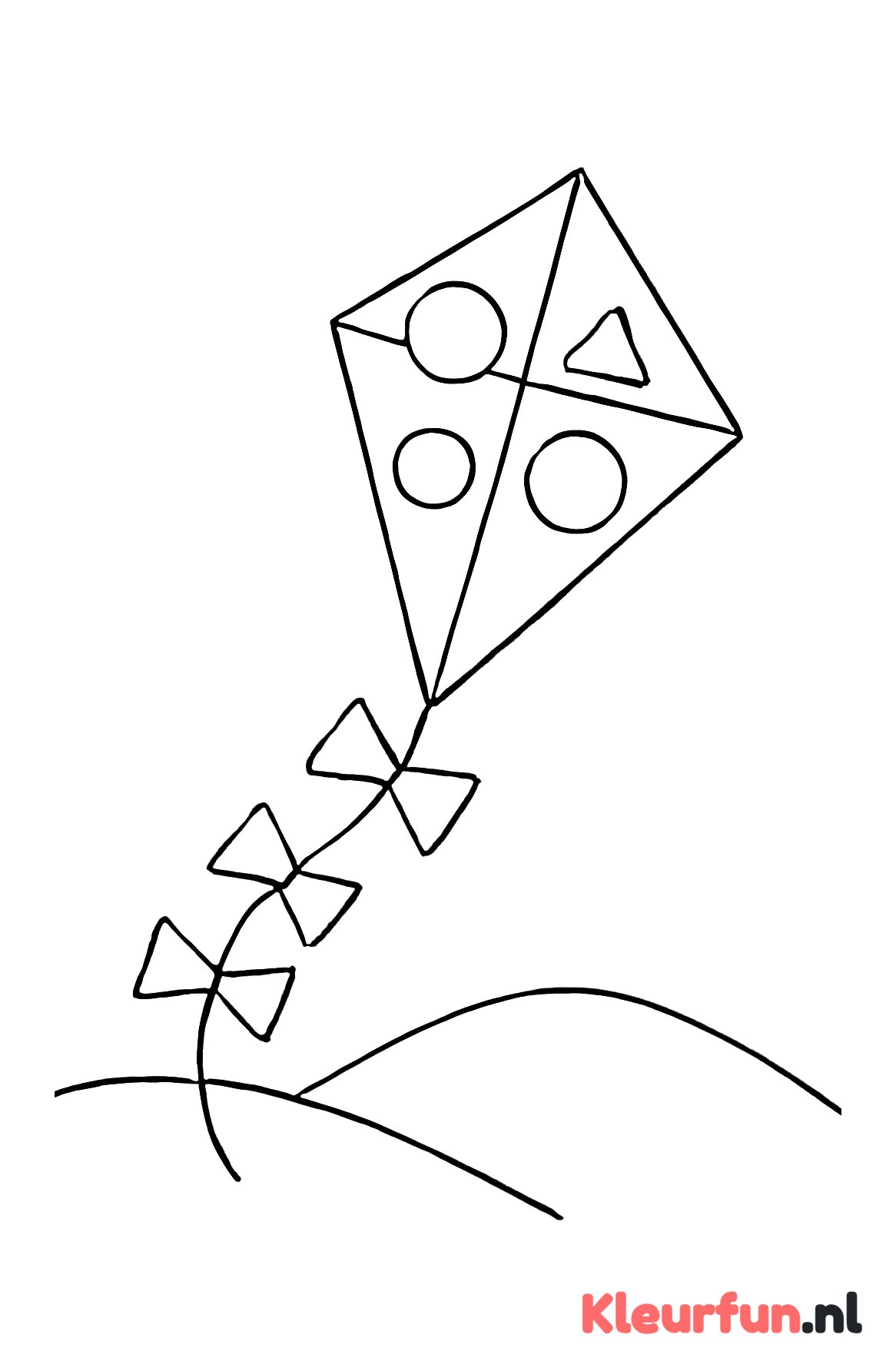 Geometrische vlieger boven heuvel