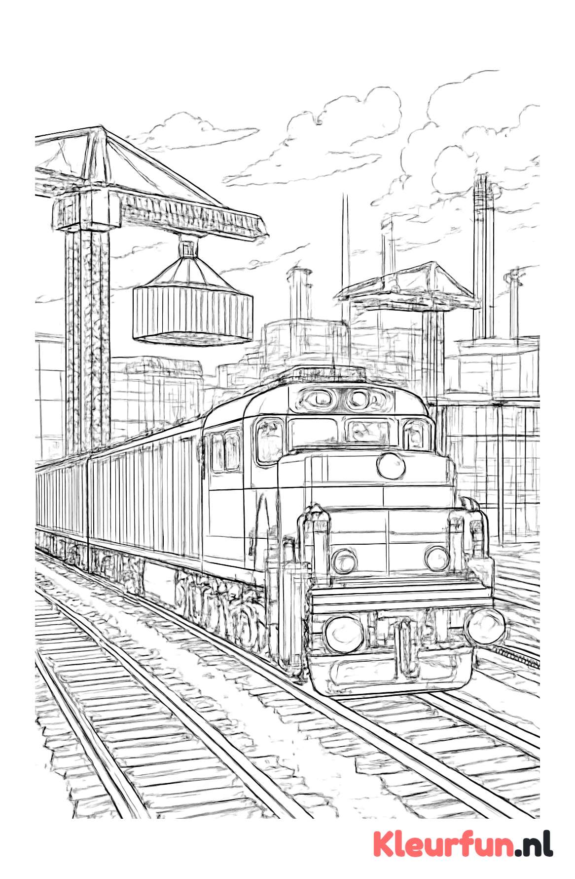 Goederentrein door Industrieel Landschap