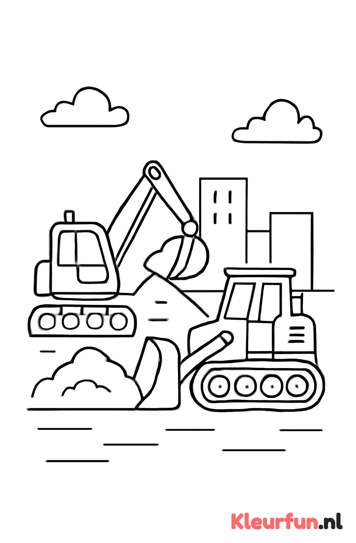 Graafmachine en bulldozer