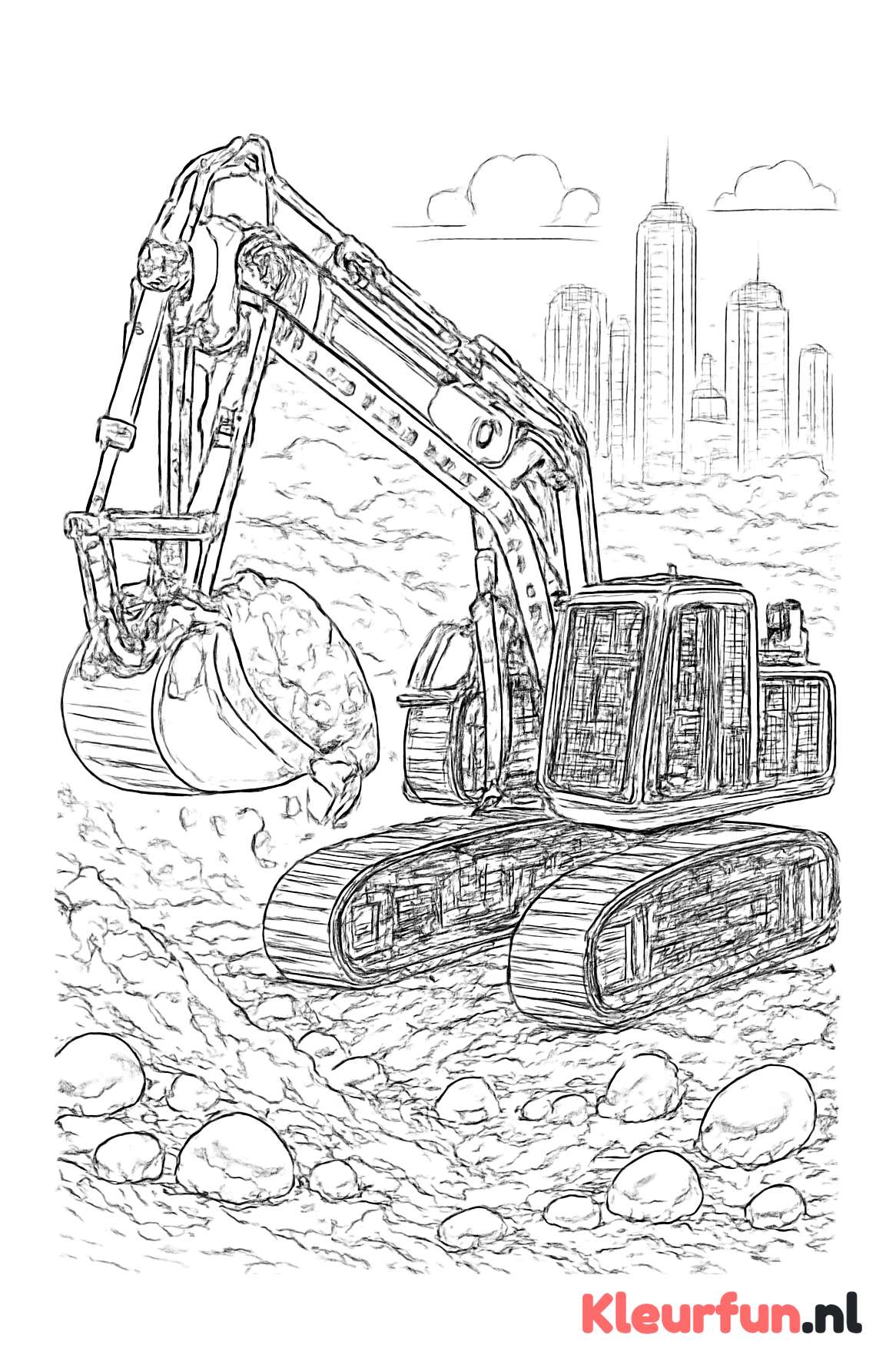 Graafmachine in Actie met Mechanische Details