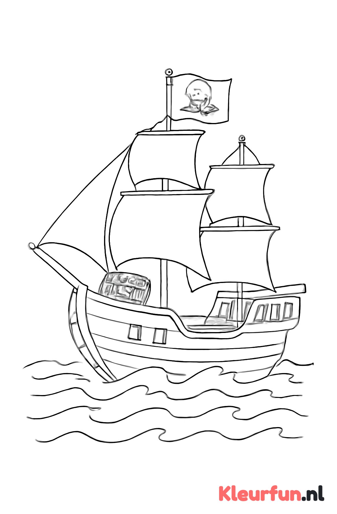 Groot piratenschip met zeilen