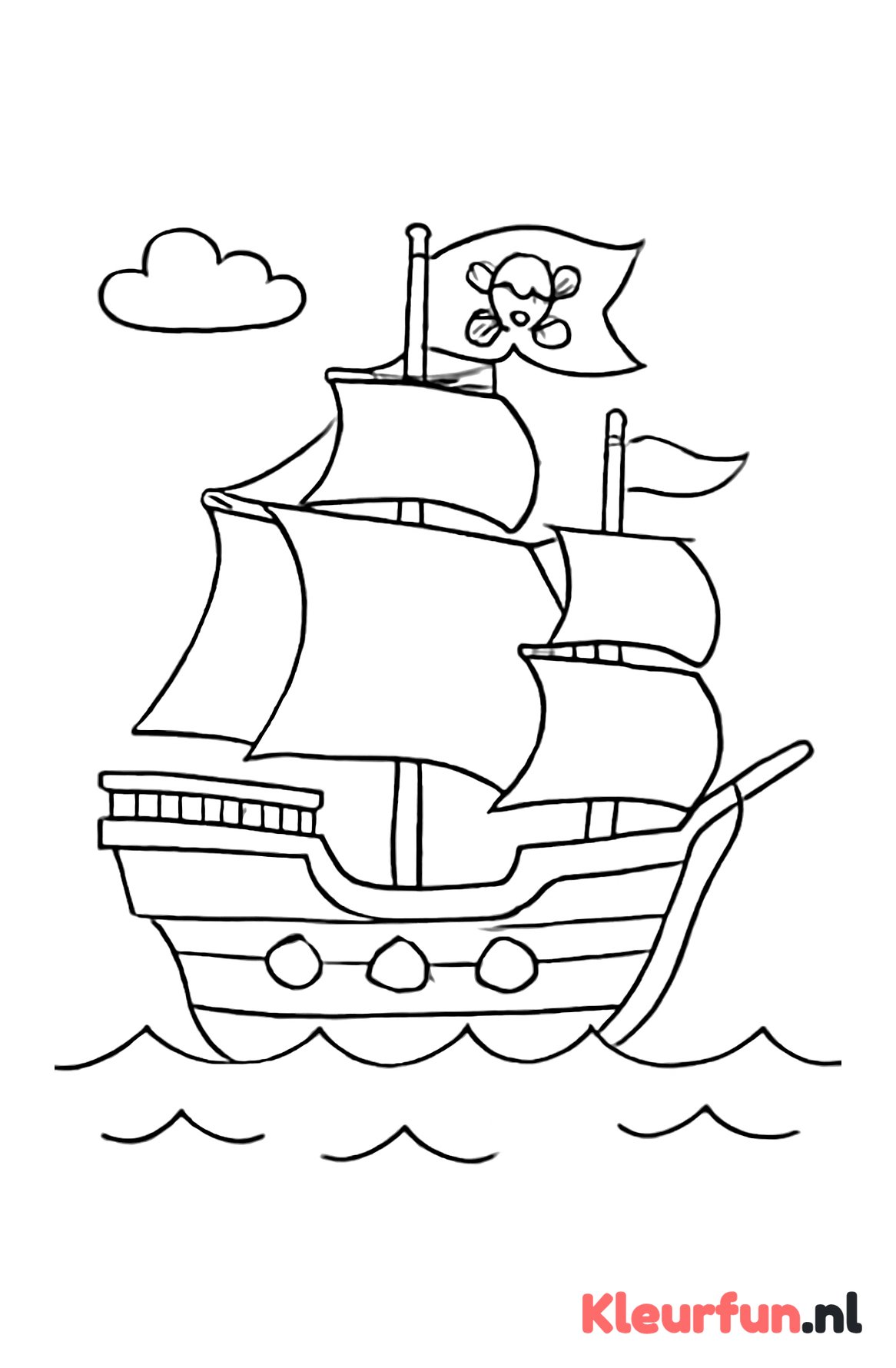 Groot piratenschip met zeilen