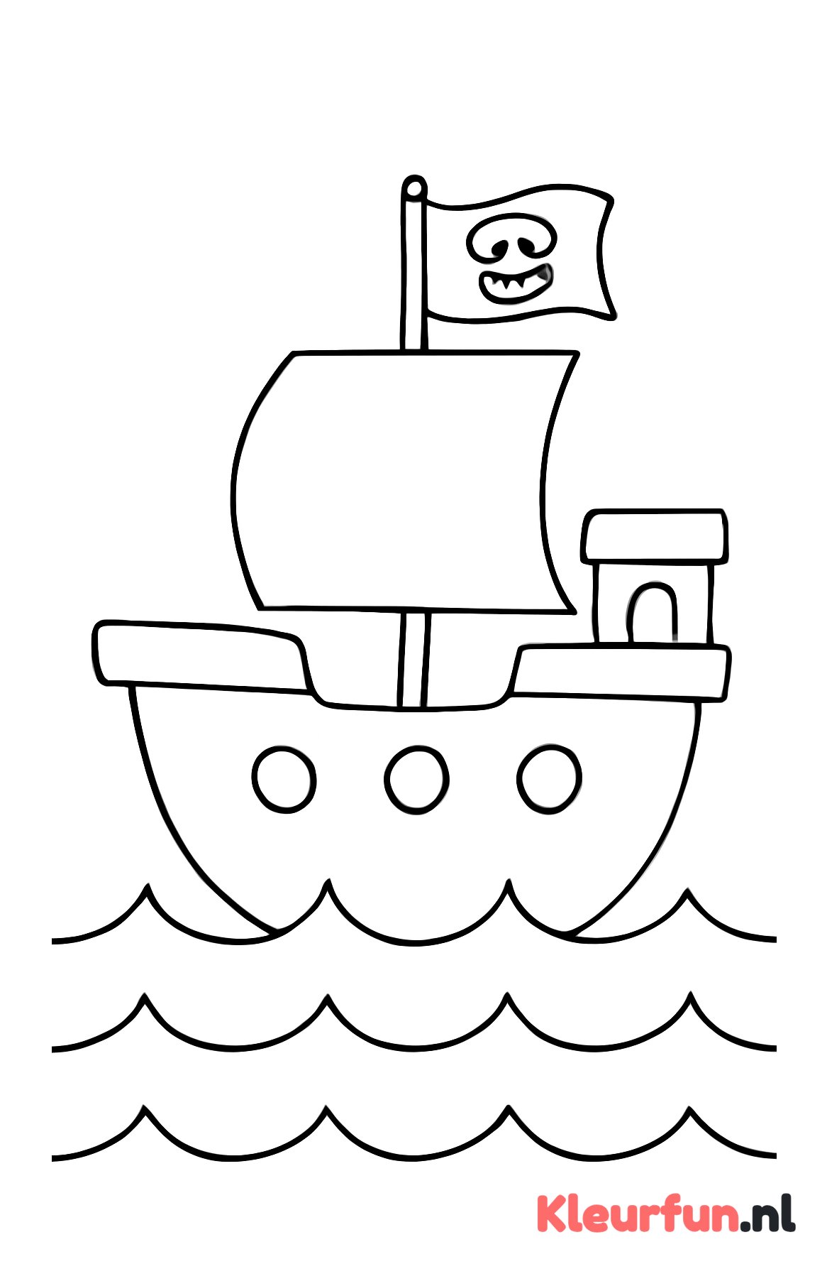Groot piratenschip met piratenvlag