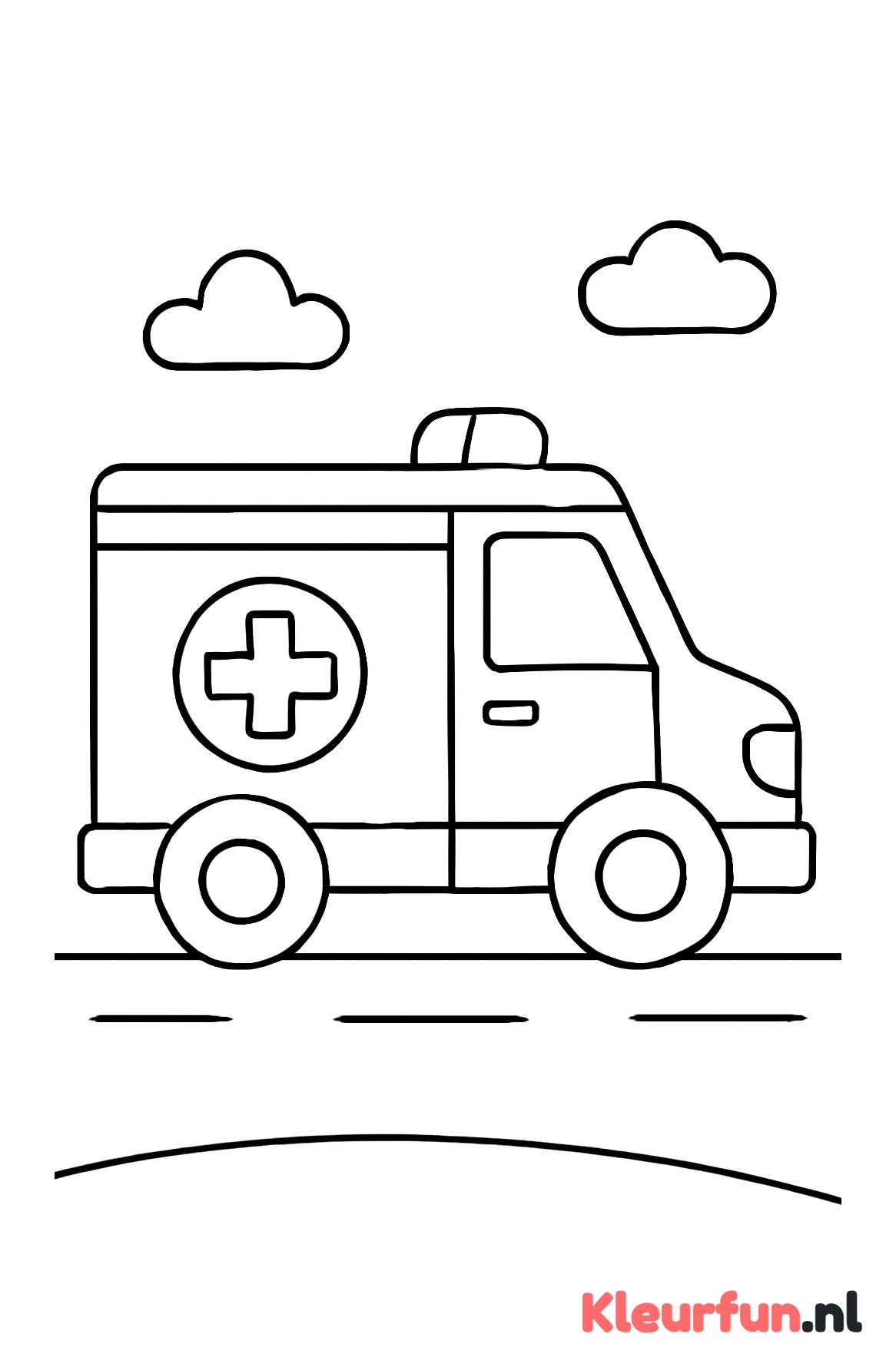 Grote ambulance op rechte weg