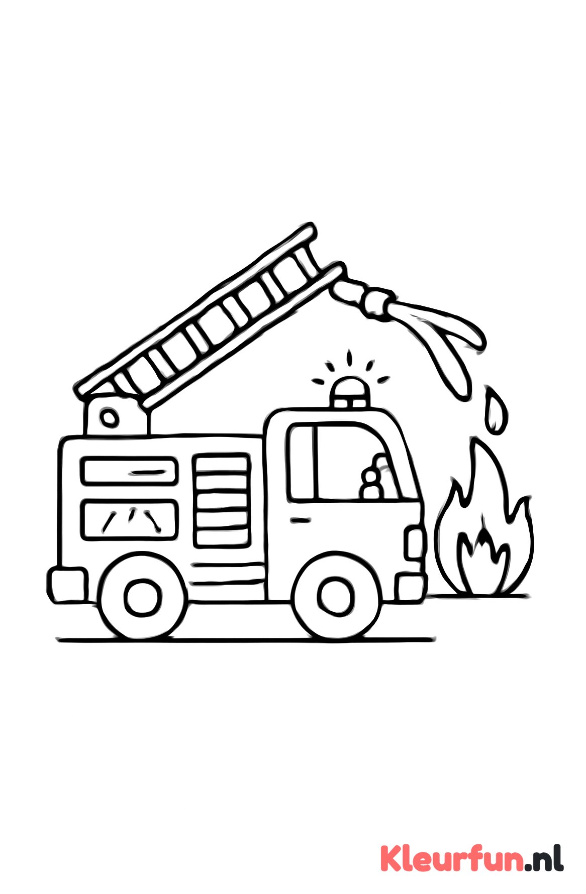 Grote brandweerwagen die brand blust