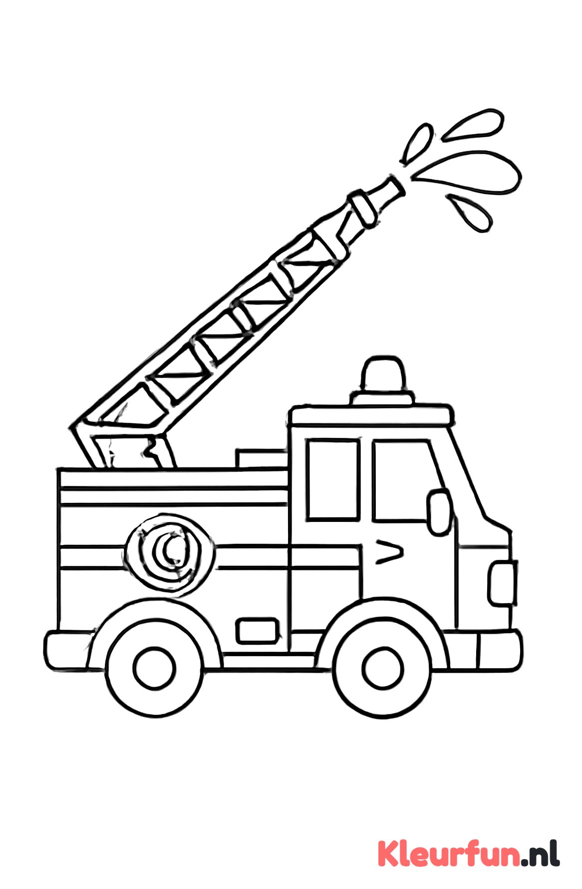 Brandweerwagen met ladder en waterstraal