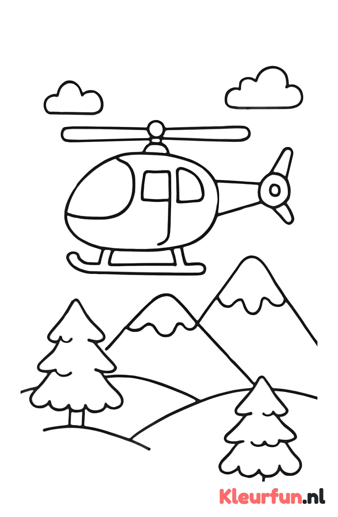 Helikopter boven bergen
