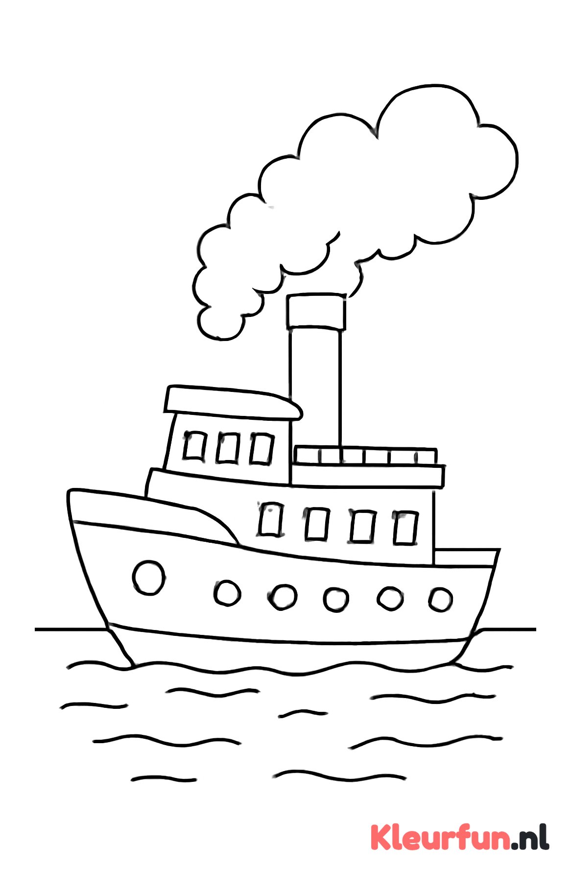 Grote stoomboot met stoomwolken
