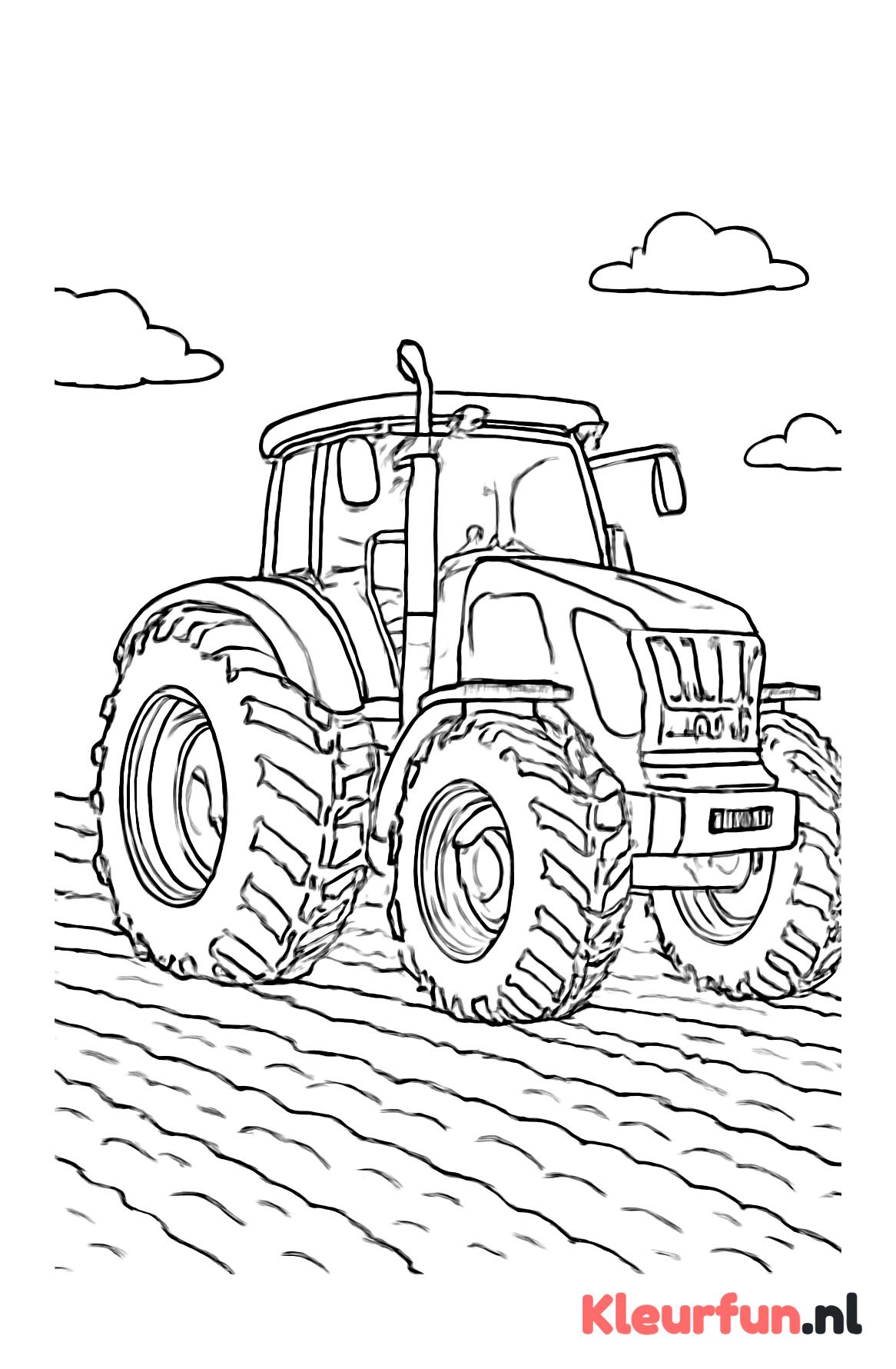 Grote tractor op boerenveld