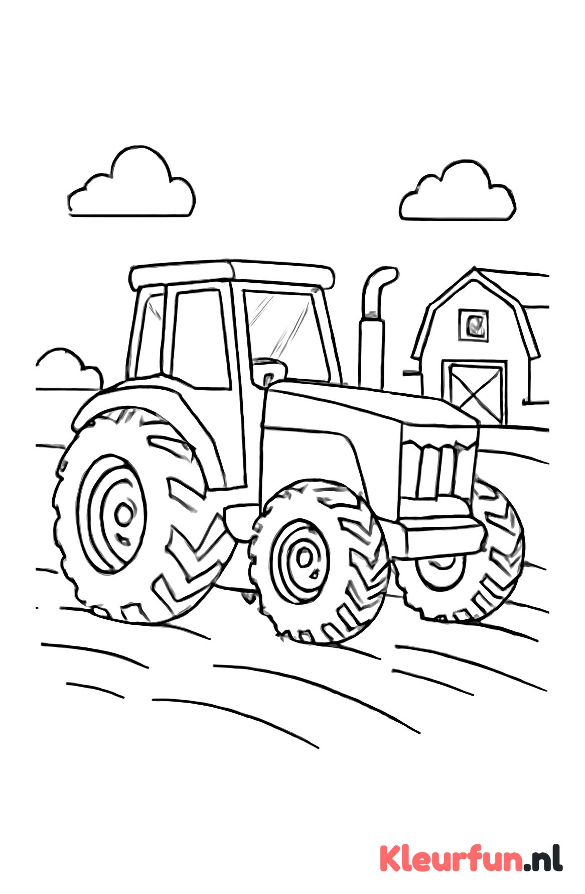 Grote tractor met brede banden