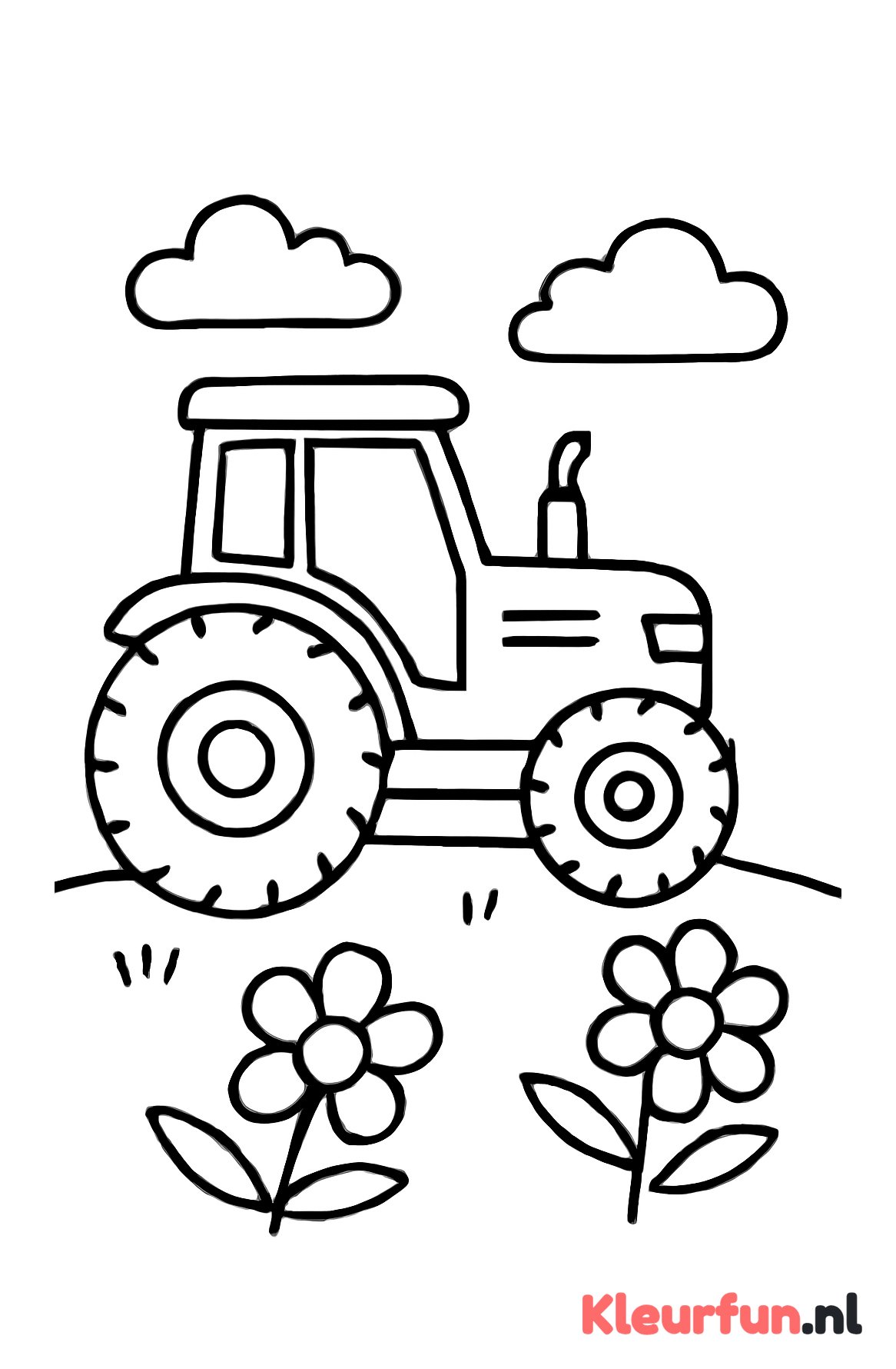 Grote tractor met dikke wielen