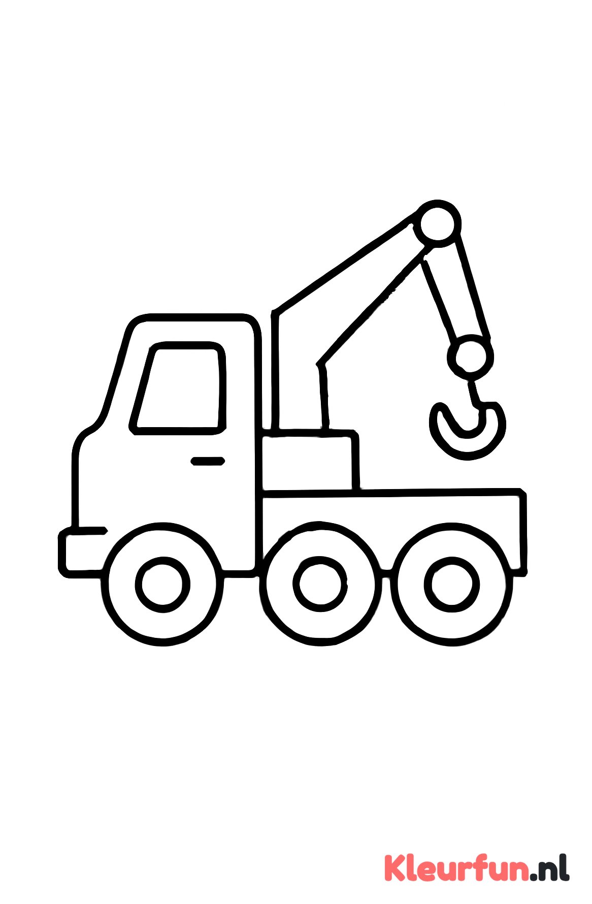 Vrachtwagen met kraan - eenvoudige peuterkleurplaat