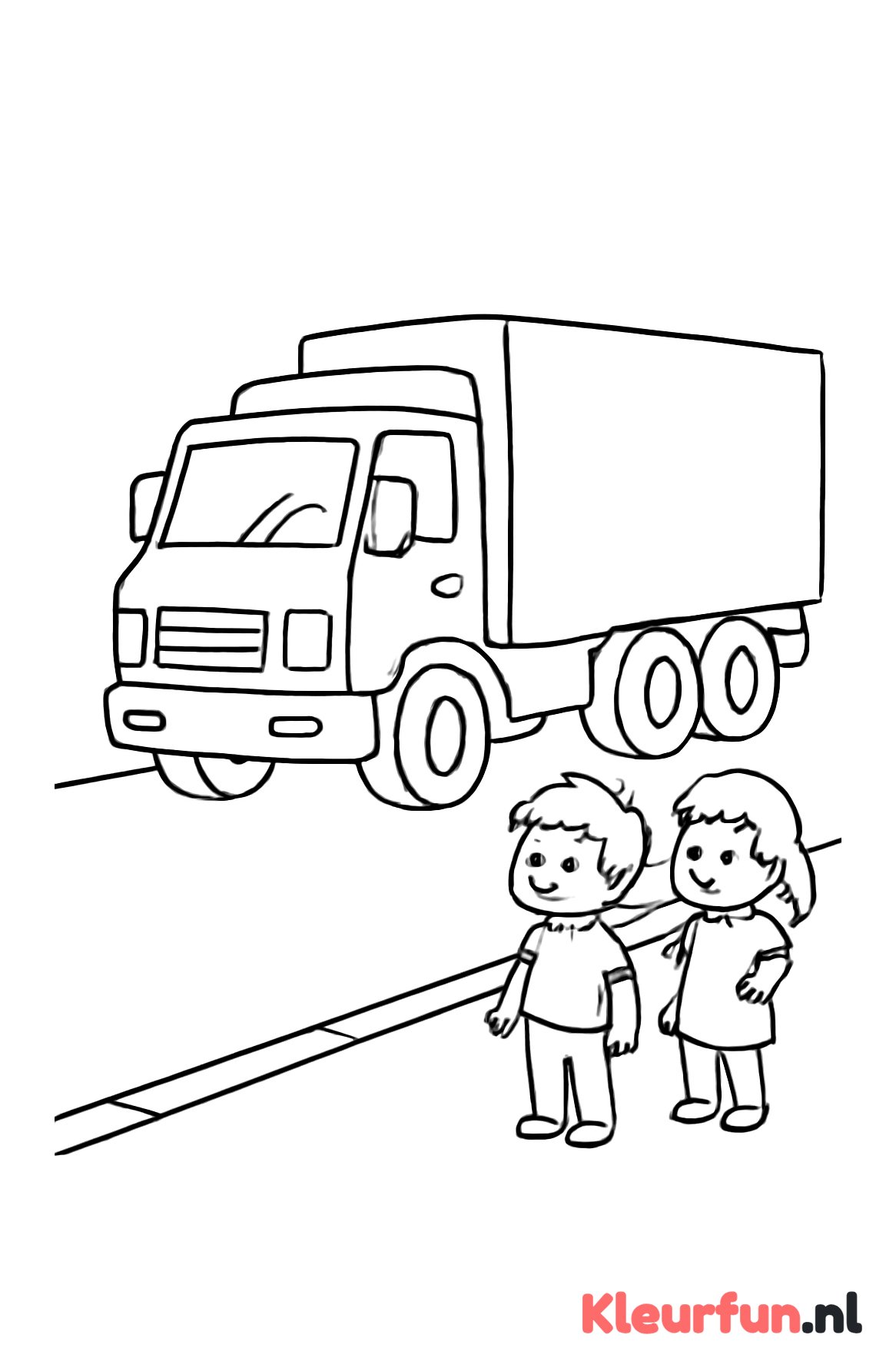 Grote Vrachtwagen op de Stoep