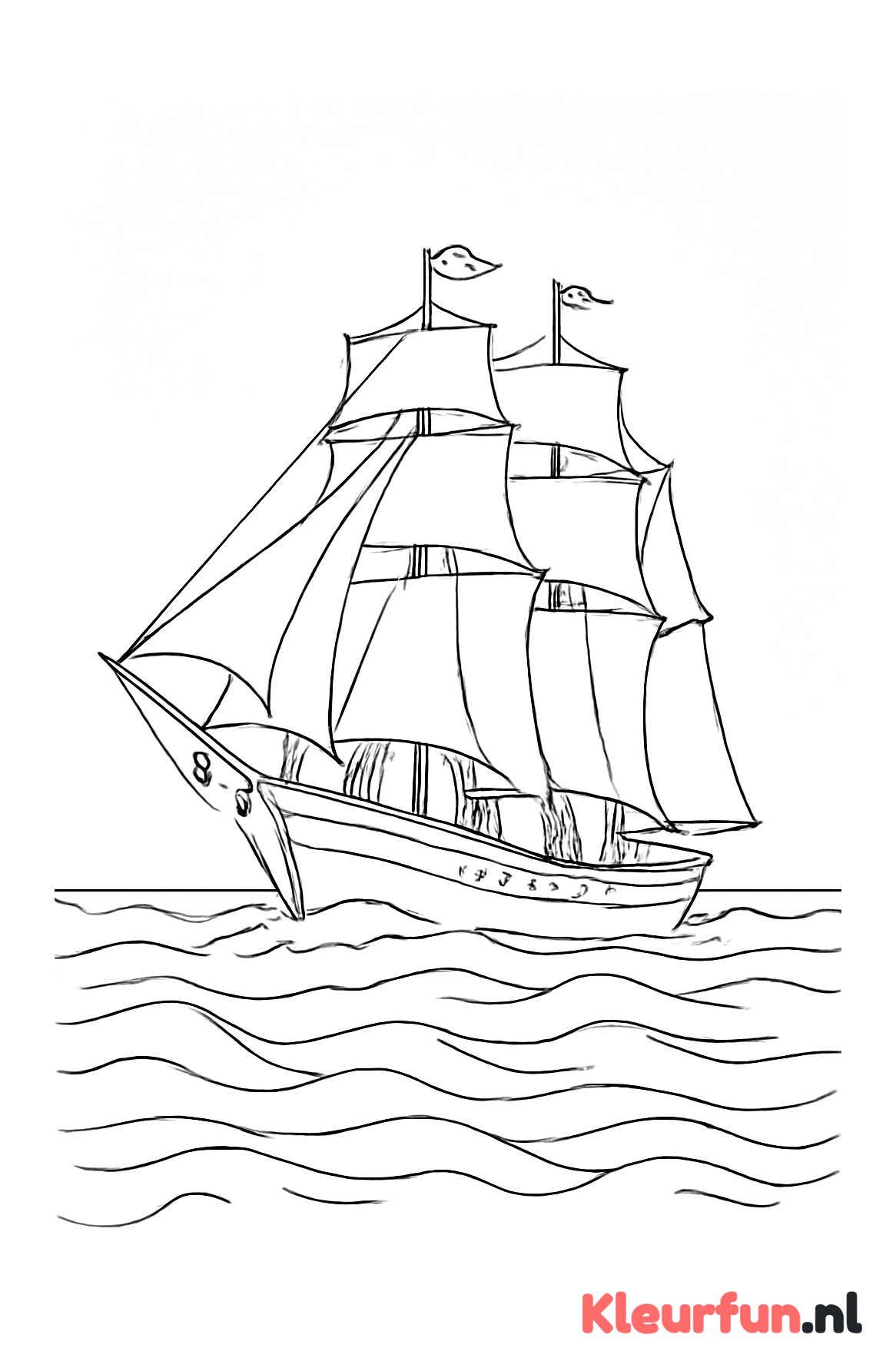 Grote zeilboot op golven