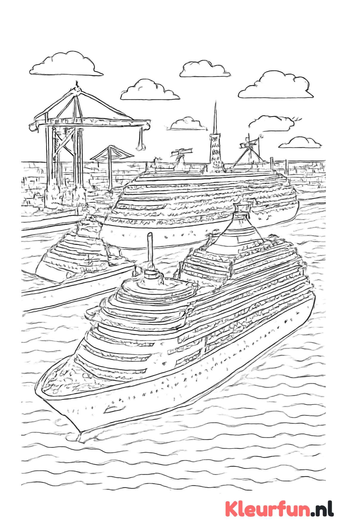 Havenzicht met meerdere cruiseschepen