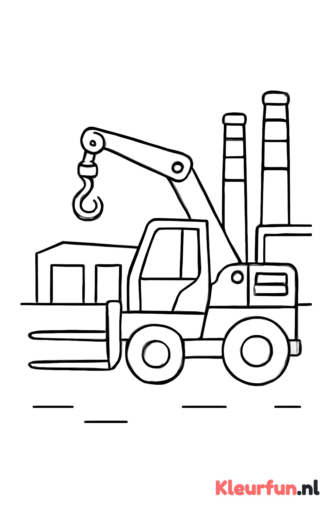 Heftruck en hijskraan op werkplek