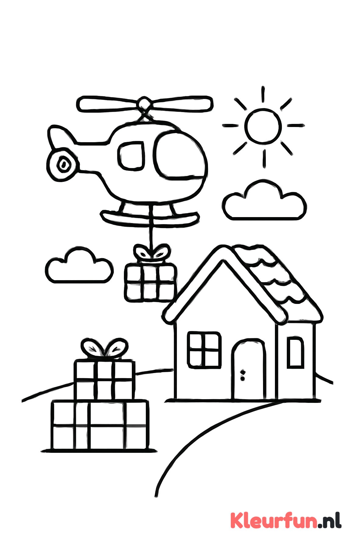 Helikopter die pakketjes bezorgt