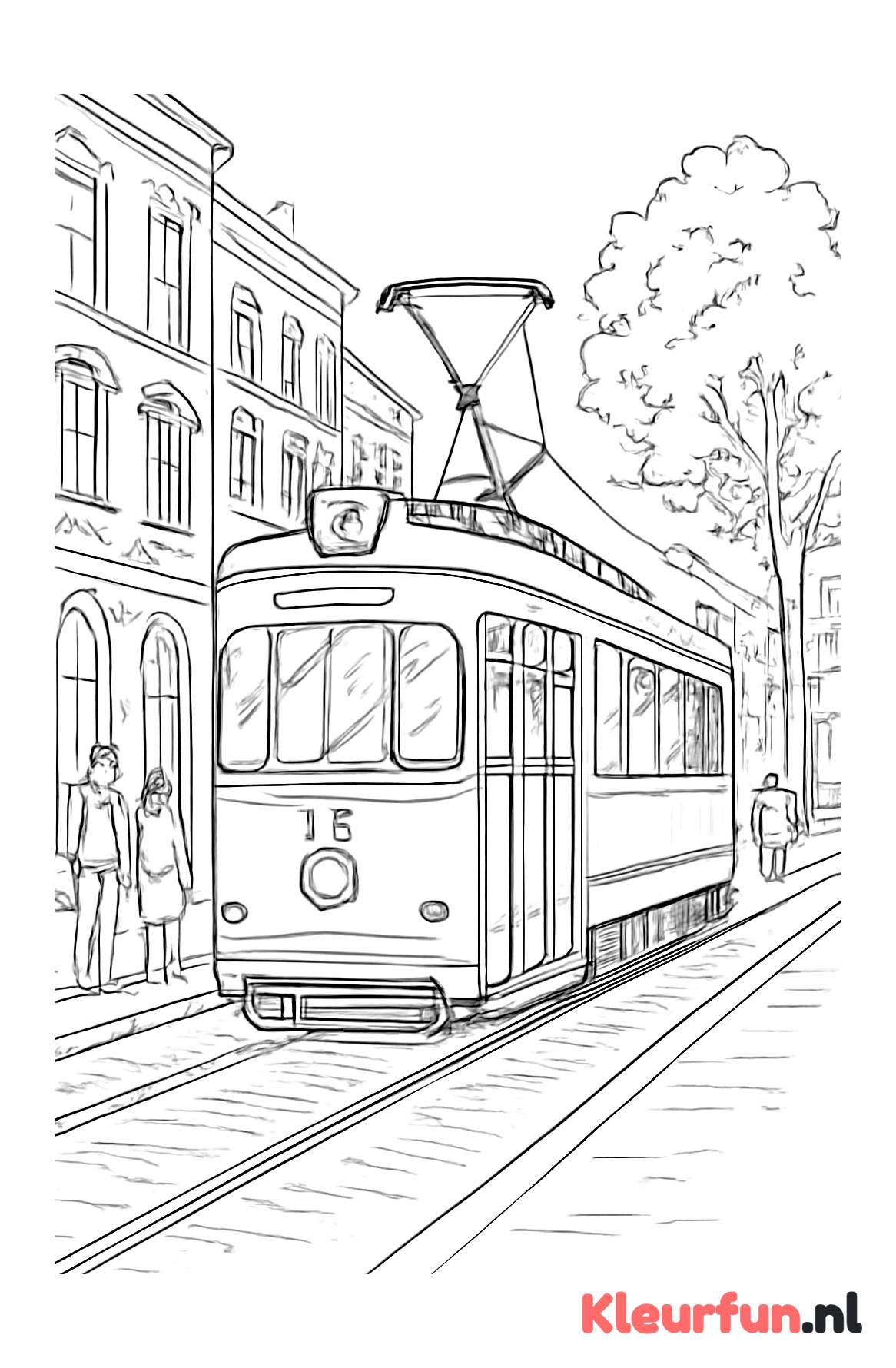 Historische tram kleurplaat