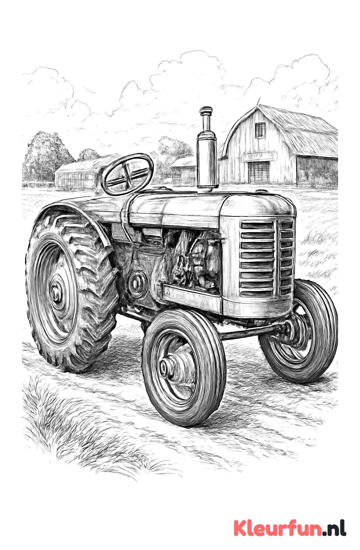 Klassieke boerderijtractor in landelijke omgeving