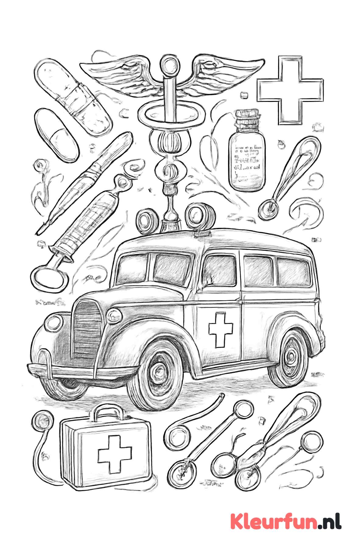 Klassieke brandweerambulance met retro details