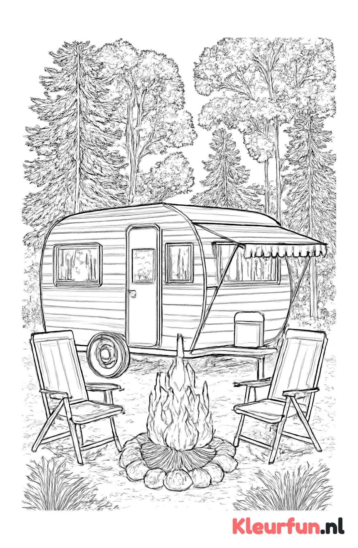 Klassieke caravan op camping