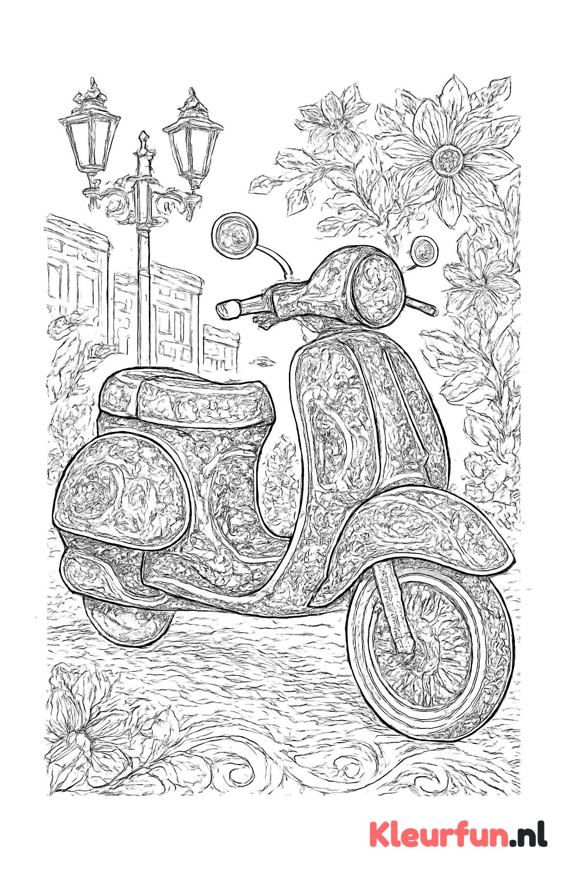 Klassieke scooter met sierlijke patronen