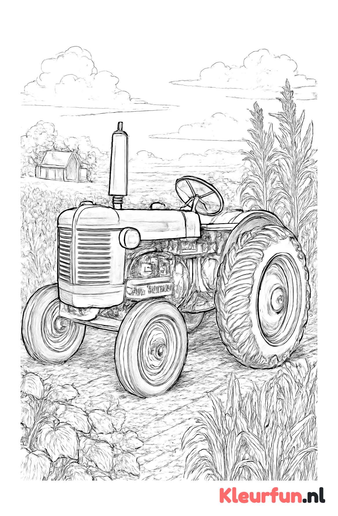 Klassieke tractor op het boerderijveld
